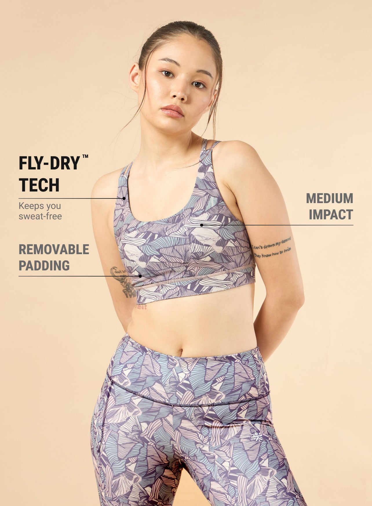 Women's Zen Garden All-Over Print Medium Support Purple Bra