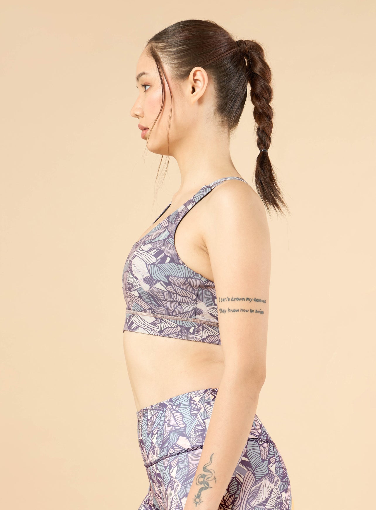 Women's Zen Garden All-Over Print Medium Support Purple Bra
