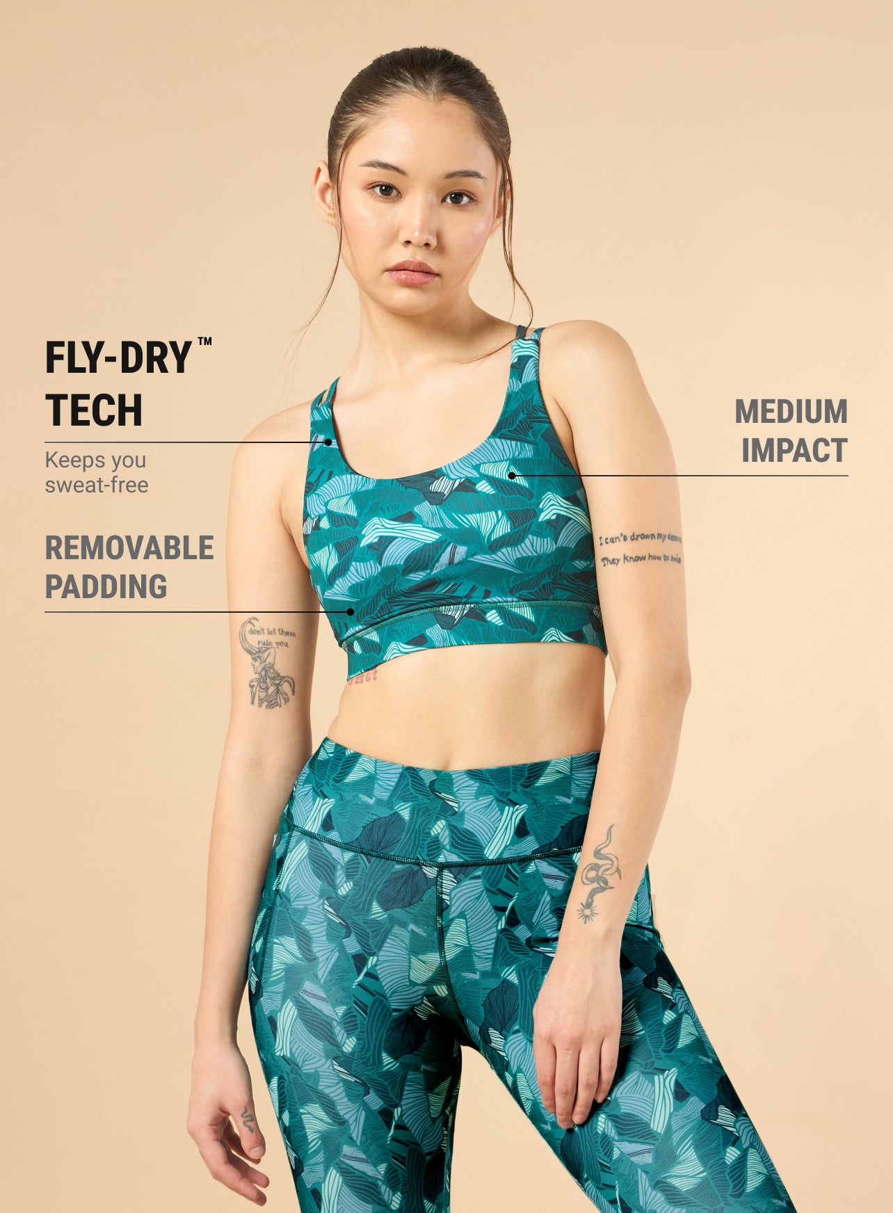 Women's Zen Garden All-Over Print Medium Support Sea Green Bra