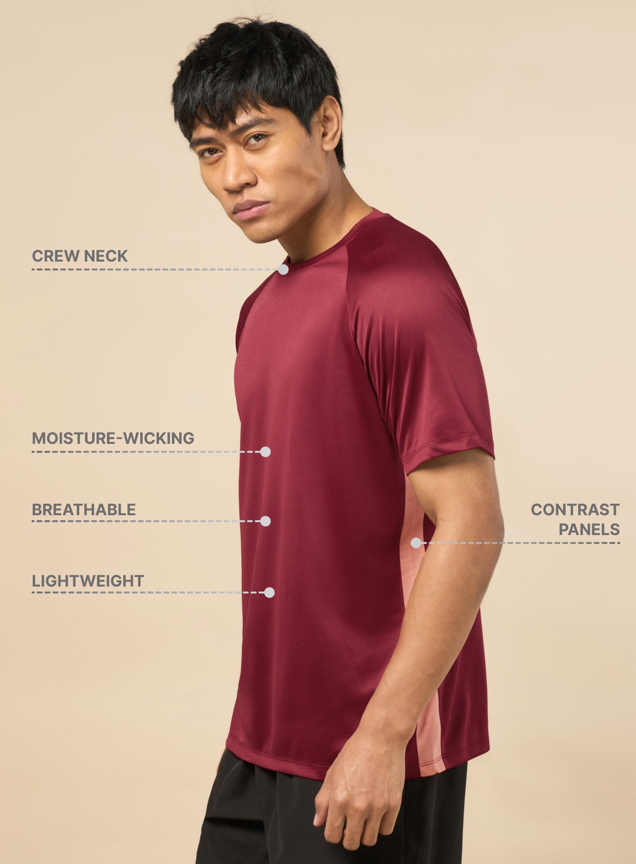 Men's Athlete's Maroon Performance T-shirt