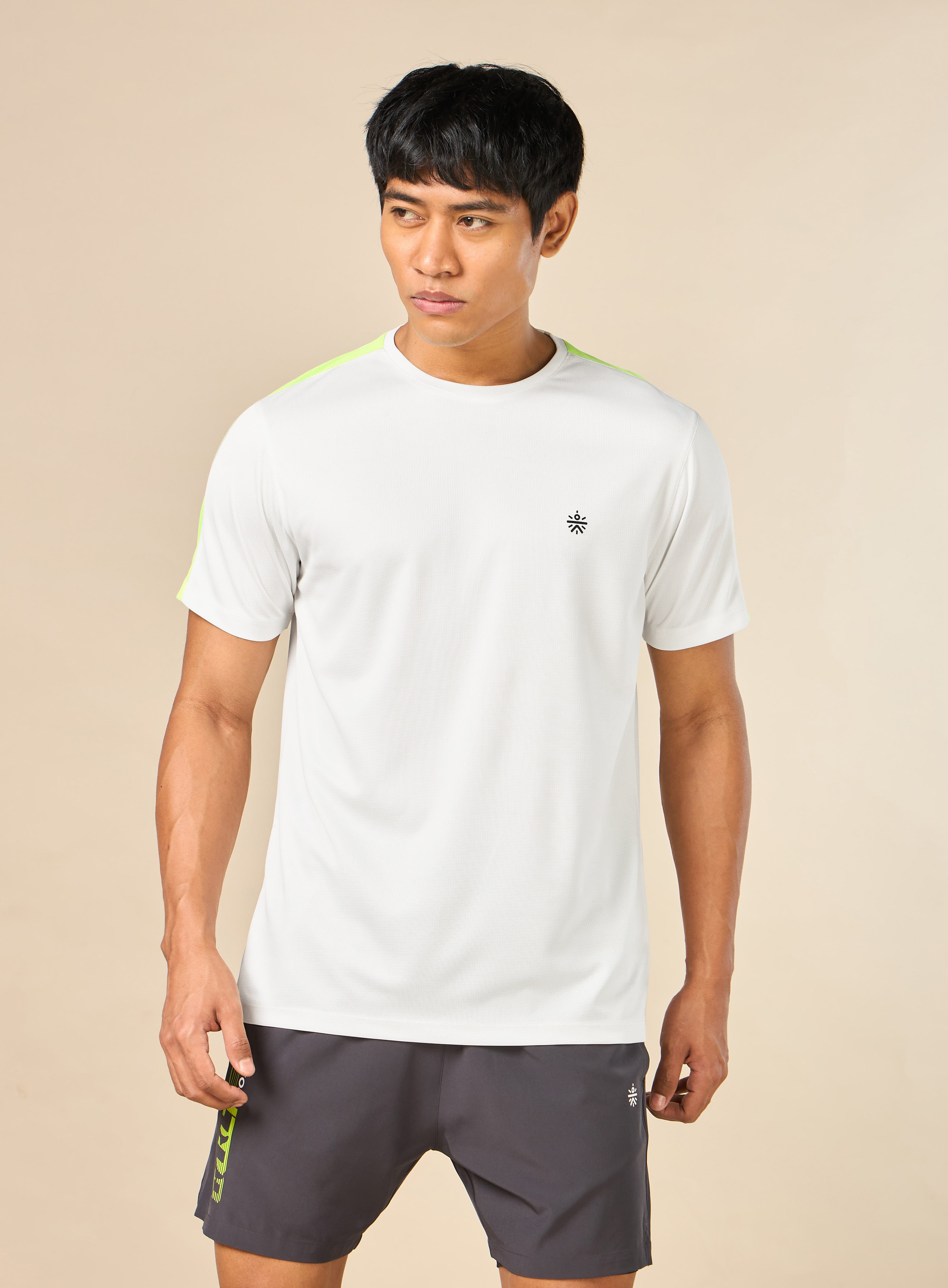 Men's Shoulder Pop Active White T-shirt