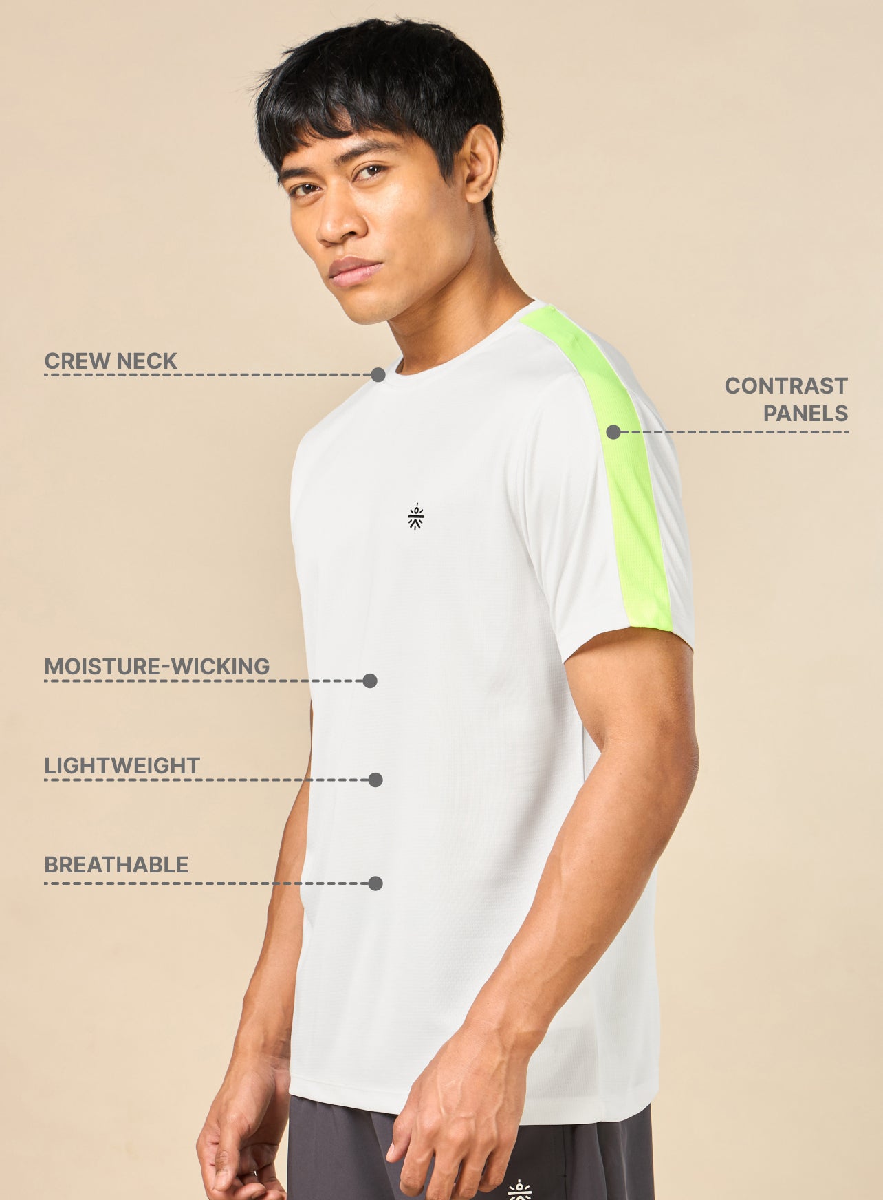Men's Shoulder Pop Active White T-shirt