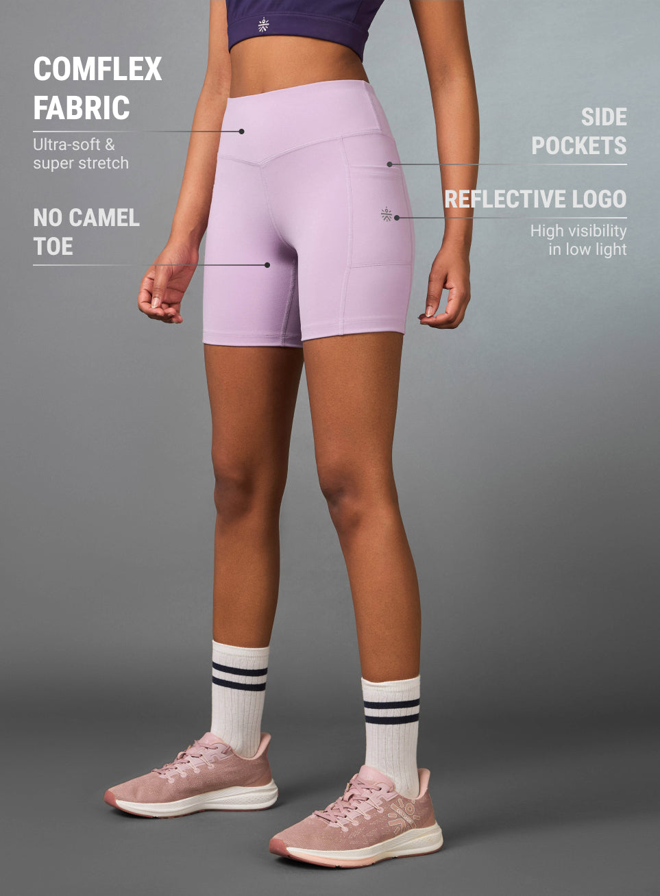 Women's Lavender Multi Sports Cycling COMFLex Shorts