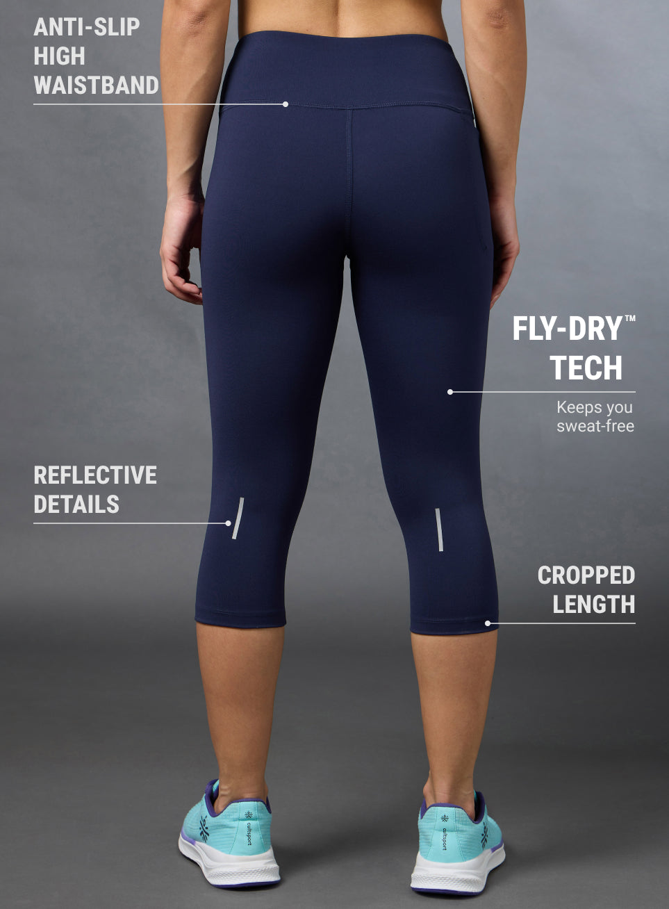 Women's Navy Cropped Performance COMFlex Tights