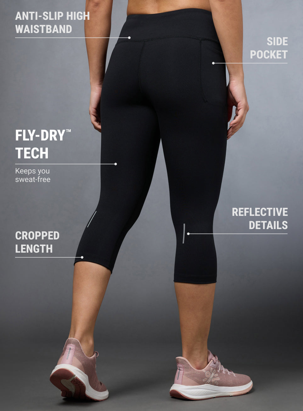 Women's Black Cropped Performance COMFlex Tights
