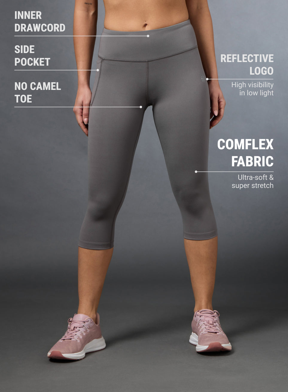 Women's Grey Cropped Performance COMFlex Tights
