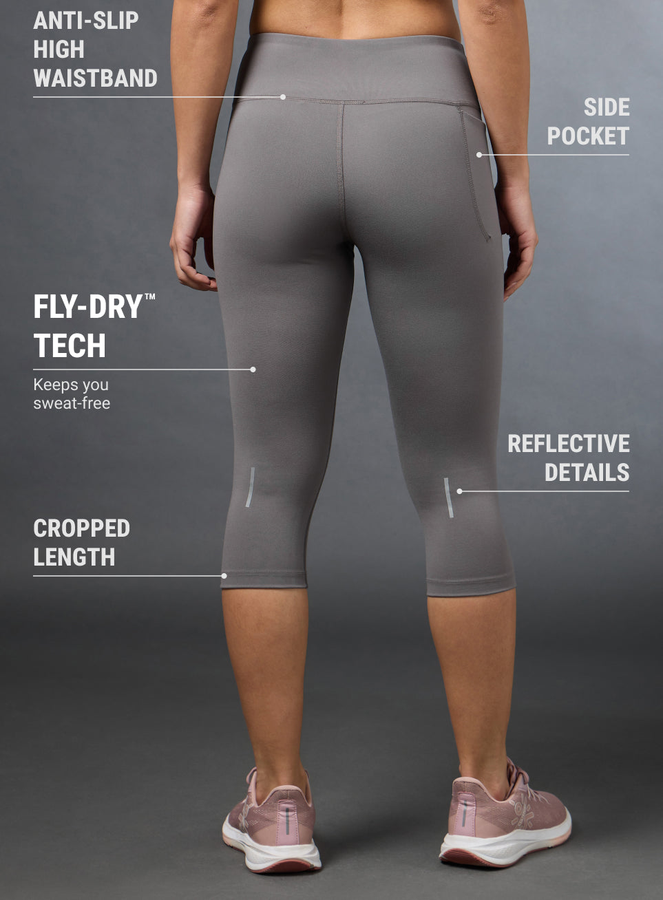 Women's Grey Cropped Performance COMFlex Tights