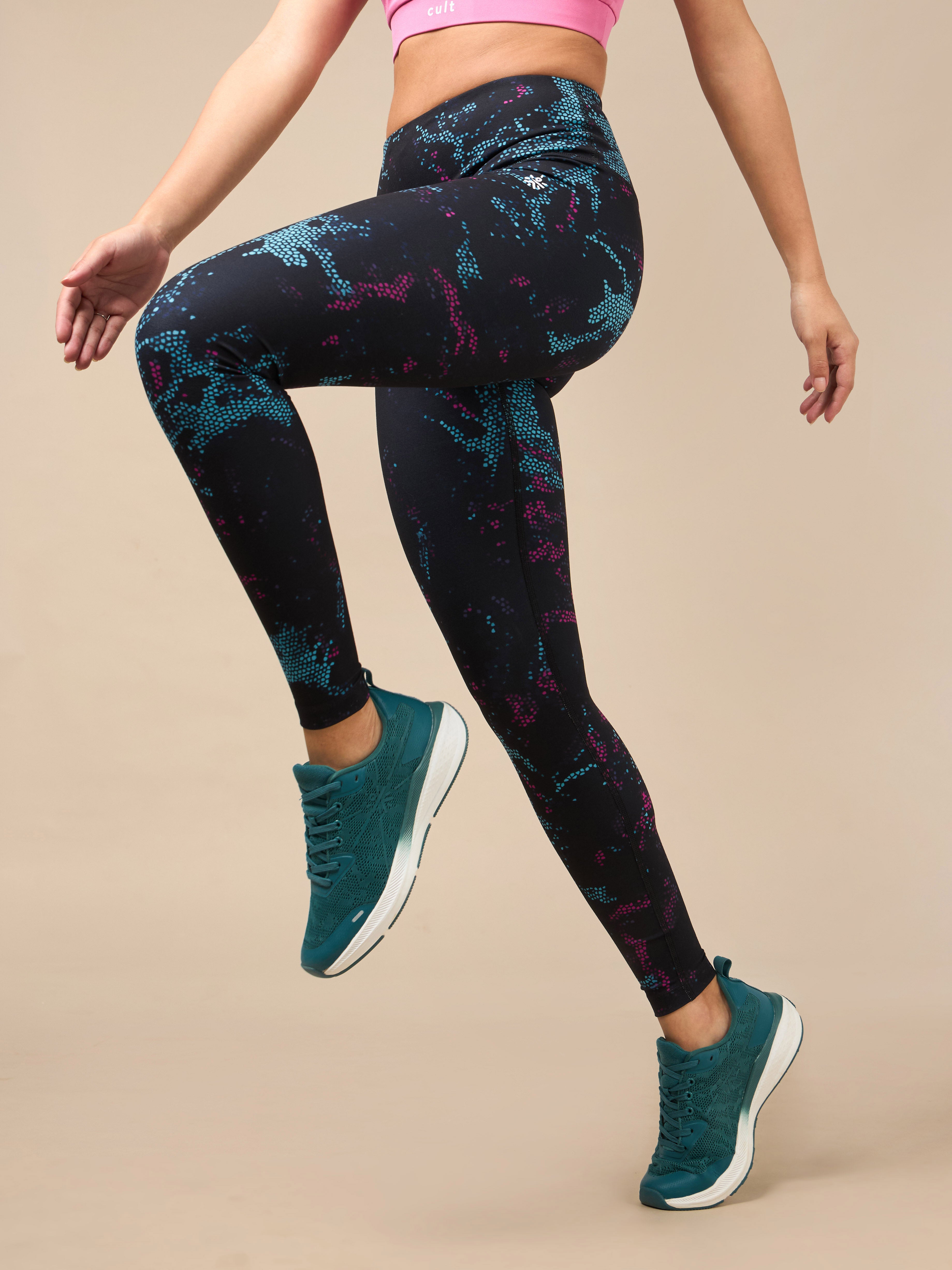 Women's Black Printed Train All Day COMFlex Tights