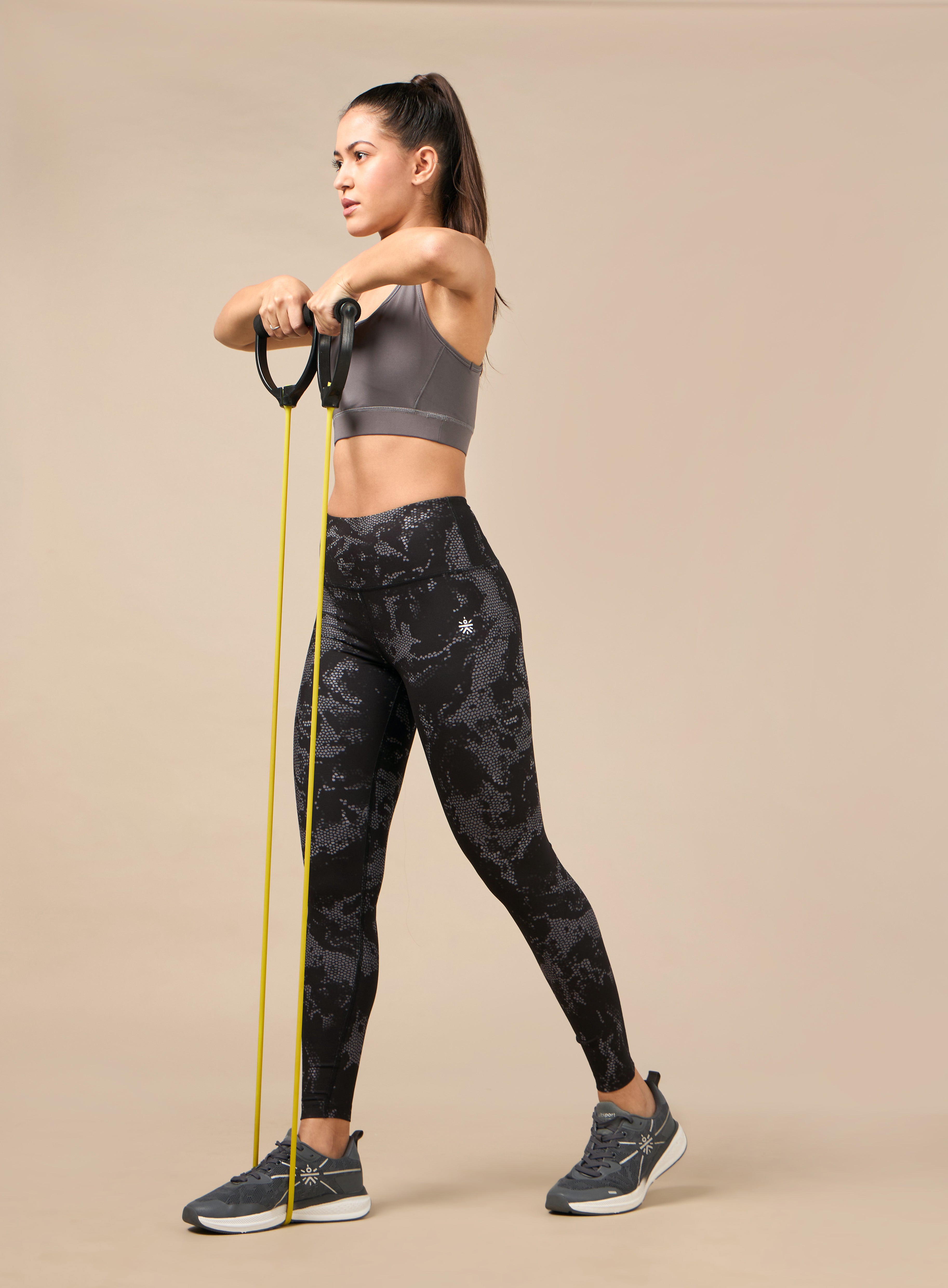 Women's Black Printed Train All Day COMFlex Tights