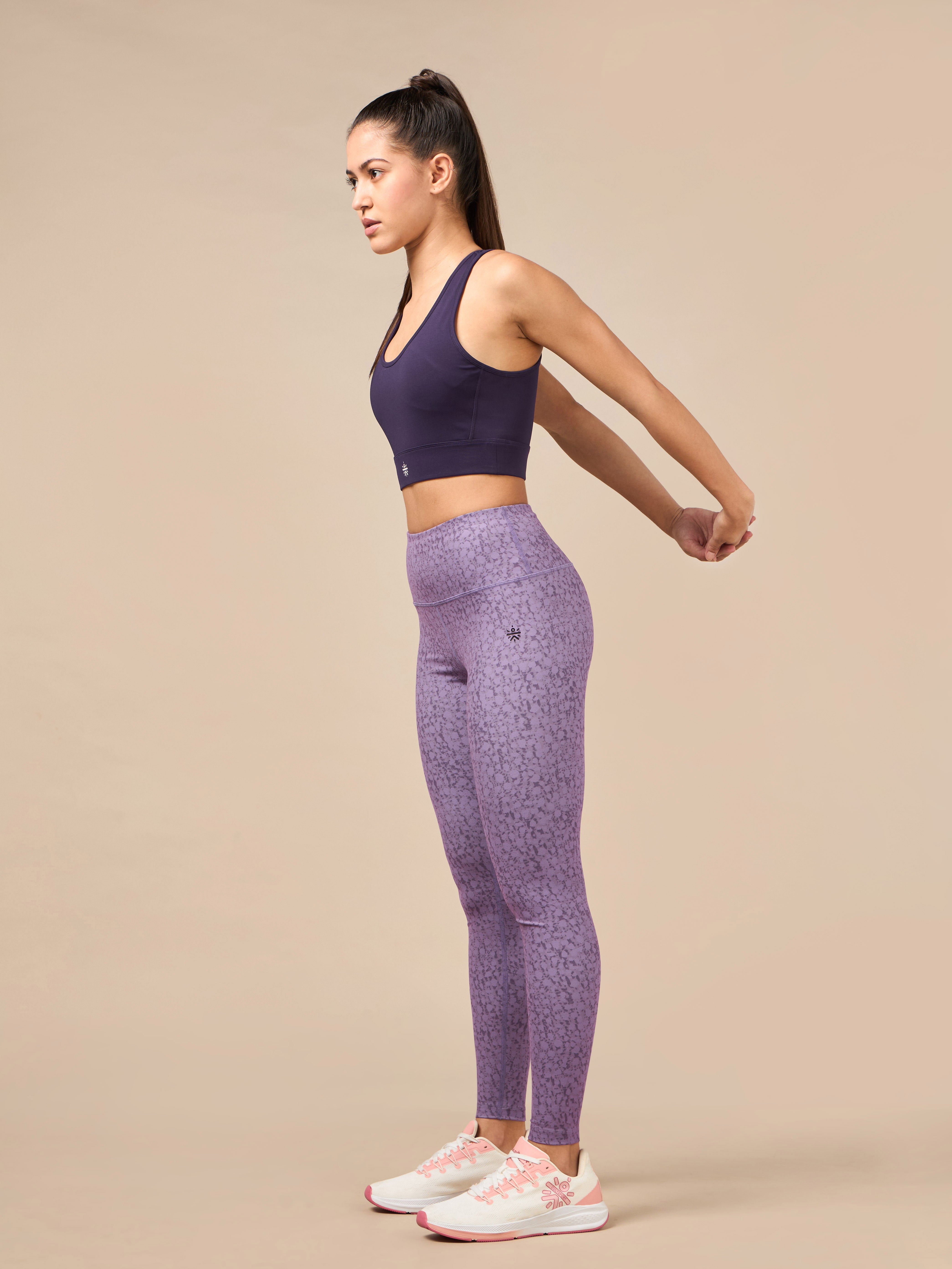 Women's Textured Print Performance Purple Tights