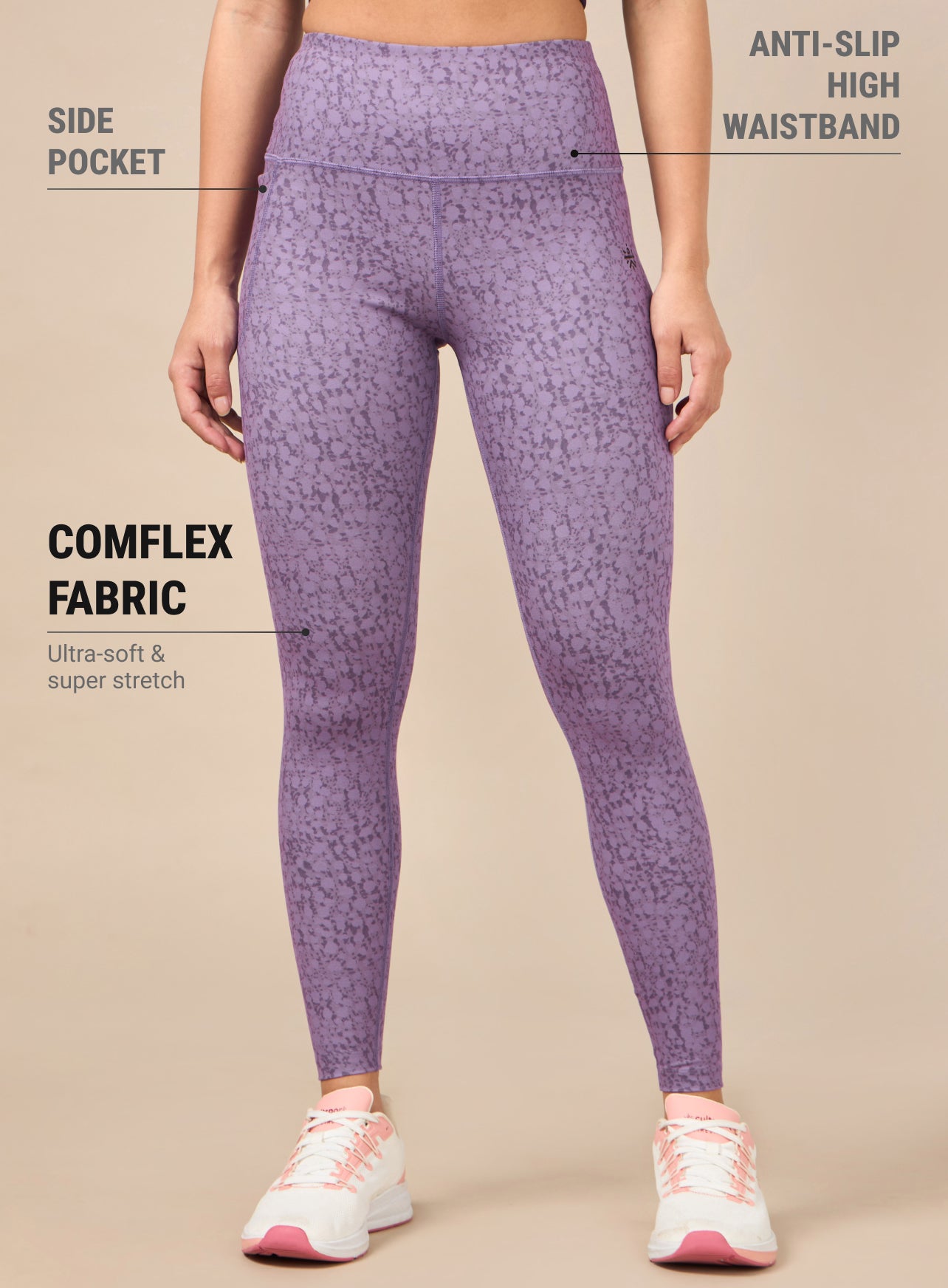 Women's Textured Print Performance Purple Tights