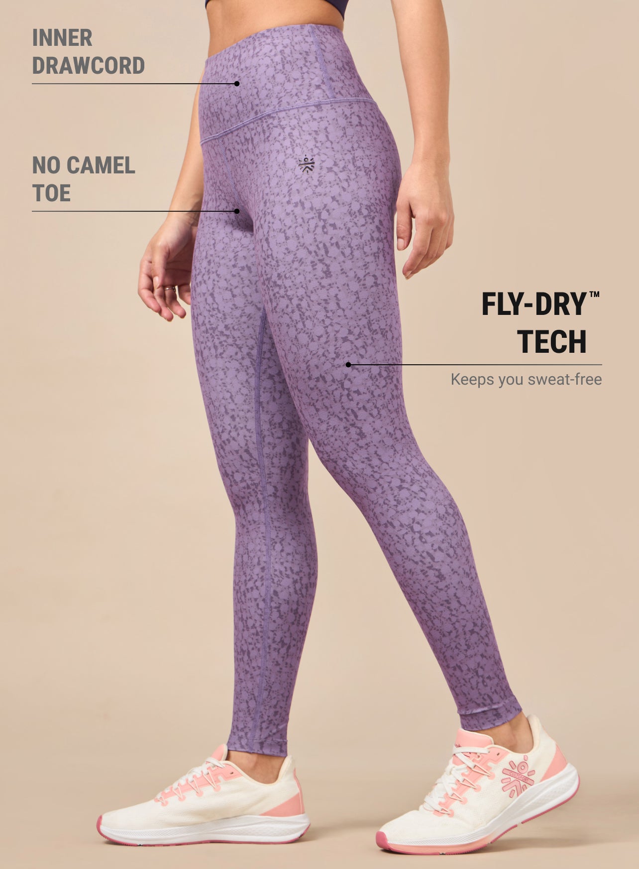 Women's Textured Print Performance Purple Tights