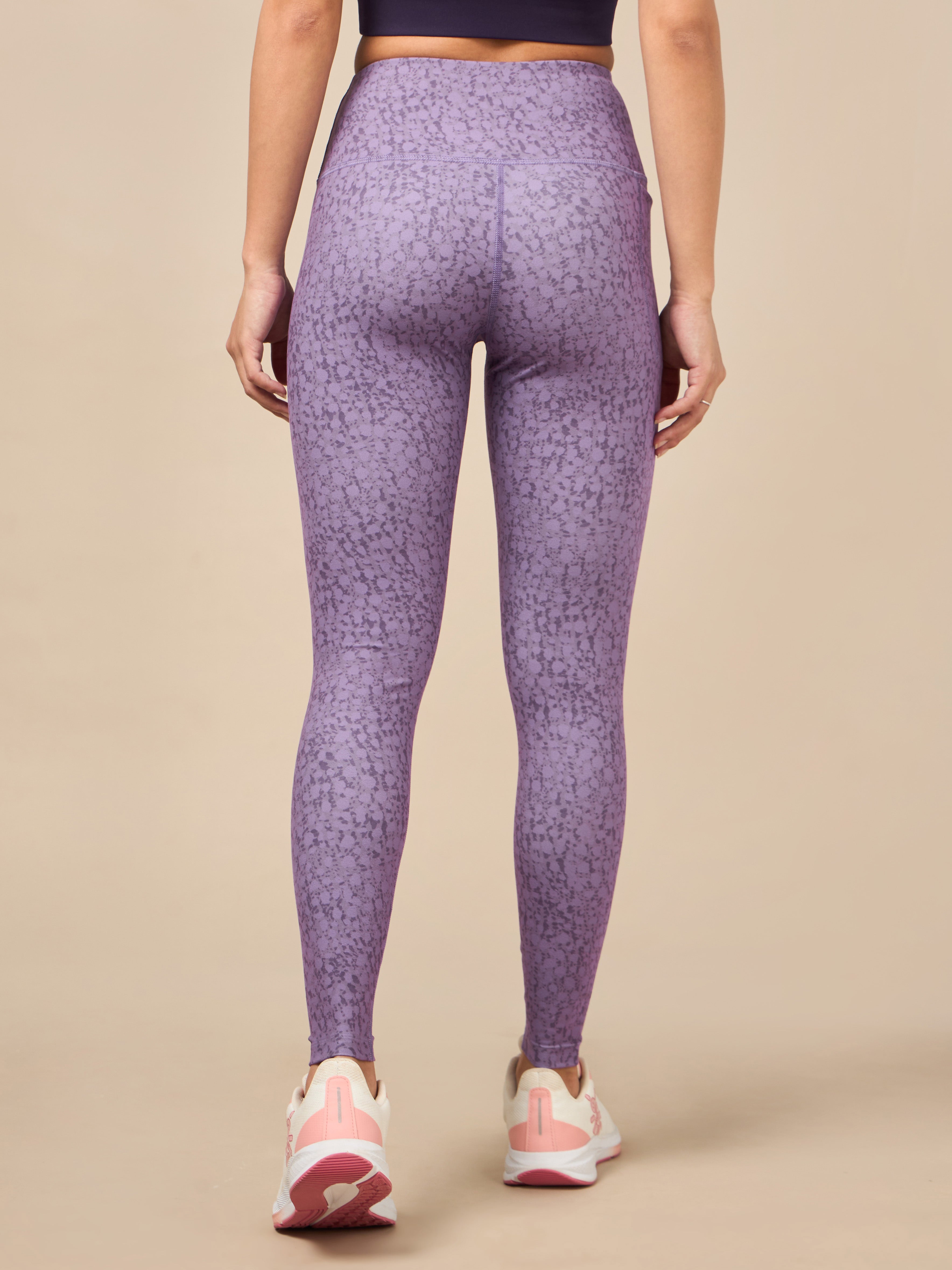 Women's Textured Print Performance Purple Tights