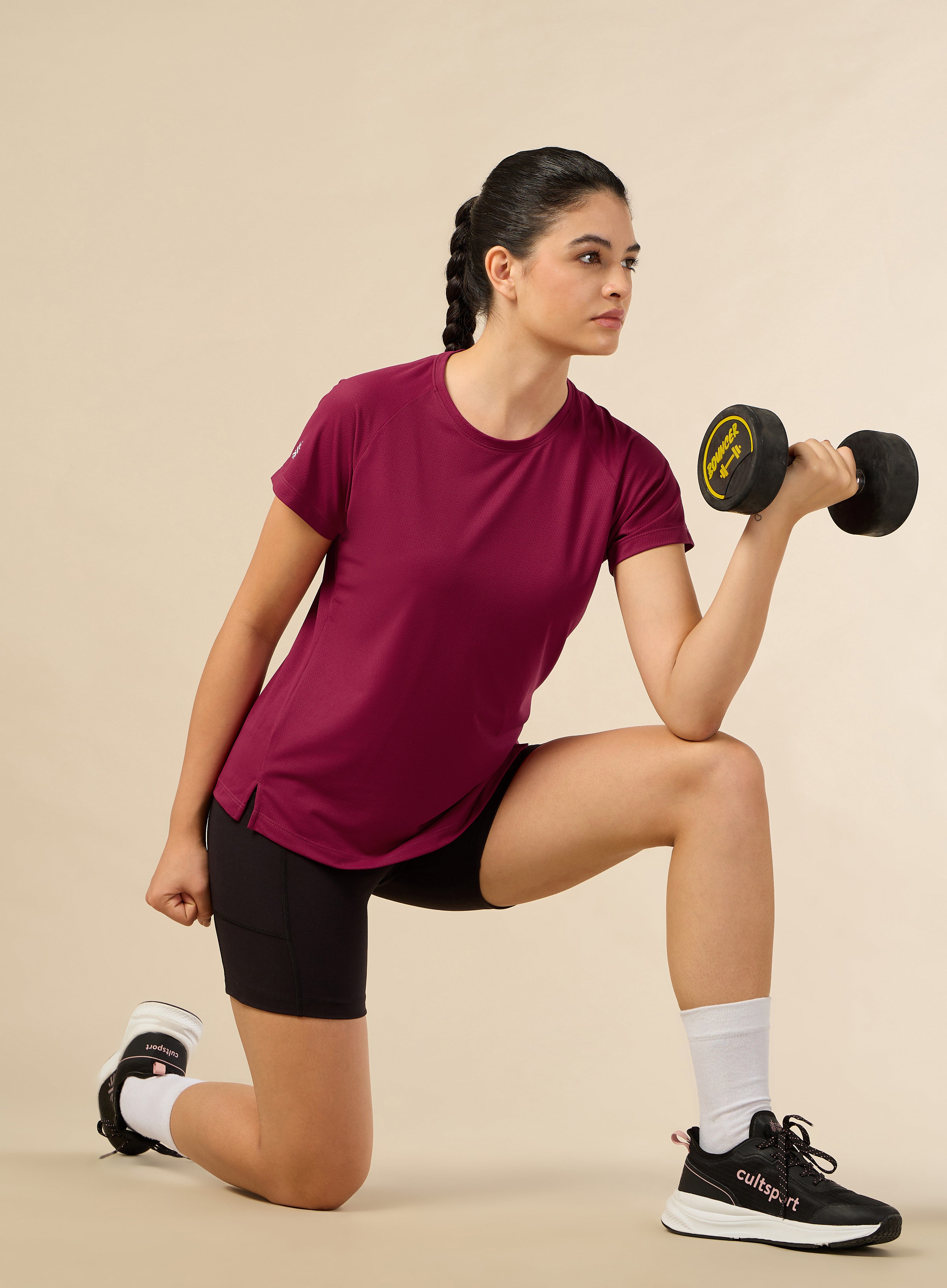 Women's Engineered Knit Maroon Performance T-shirt