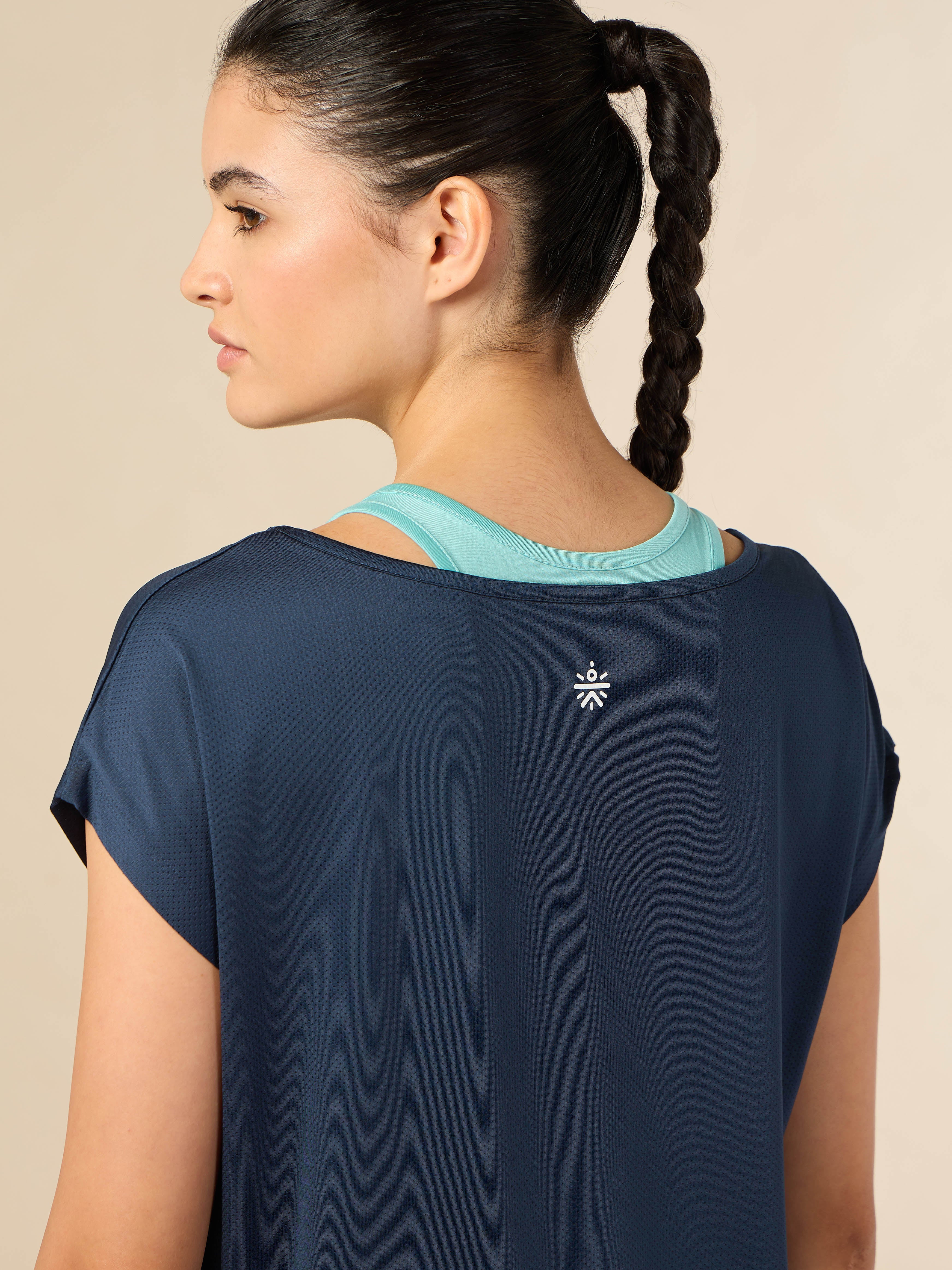 Women's 2in1 Layered Performance Navy T-shirt
