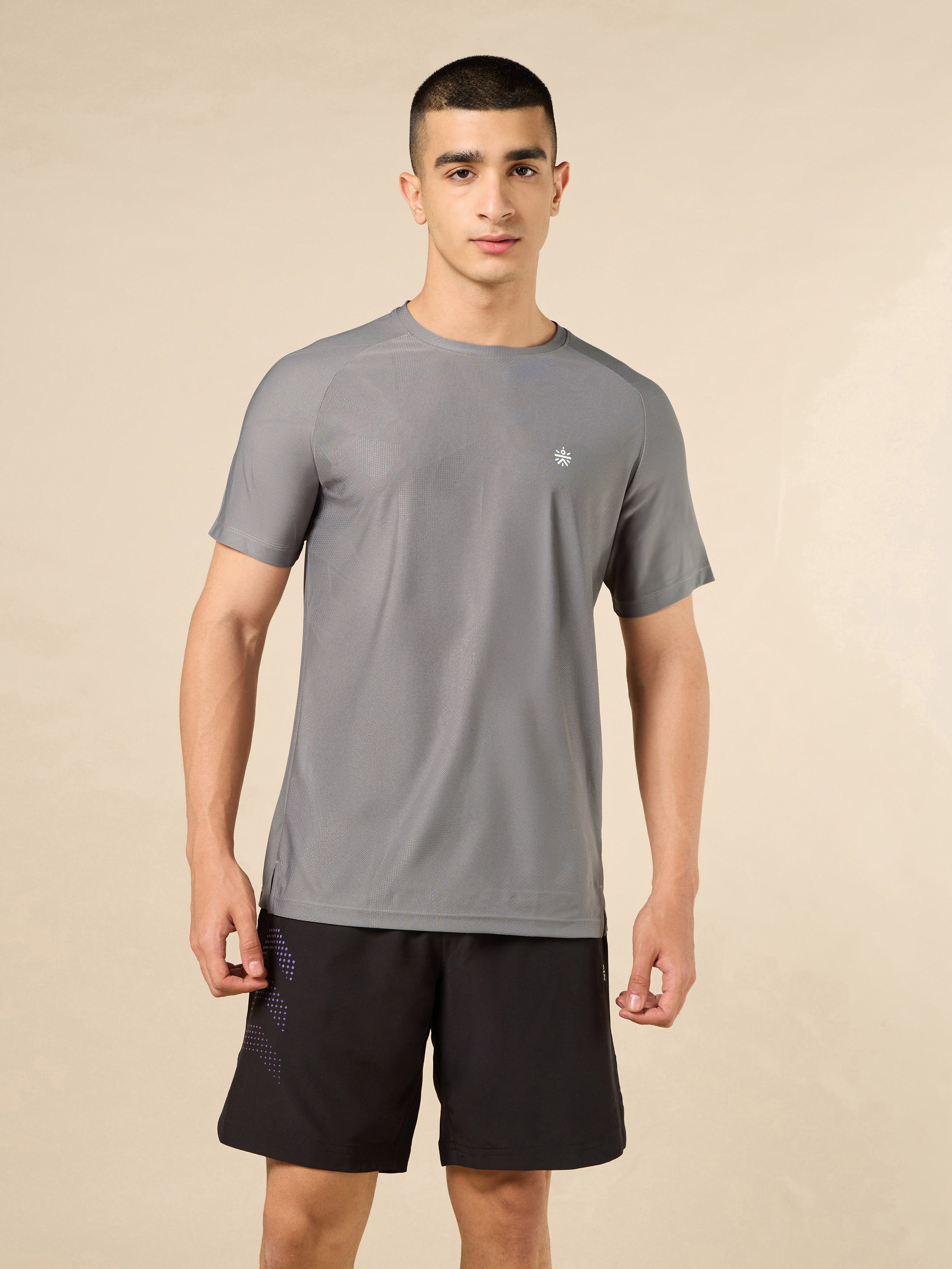 Men's Grey All Sport Jacquard Knit Training T-shirt