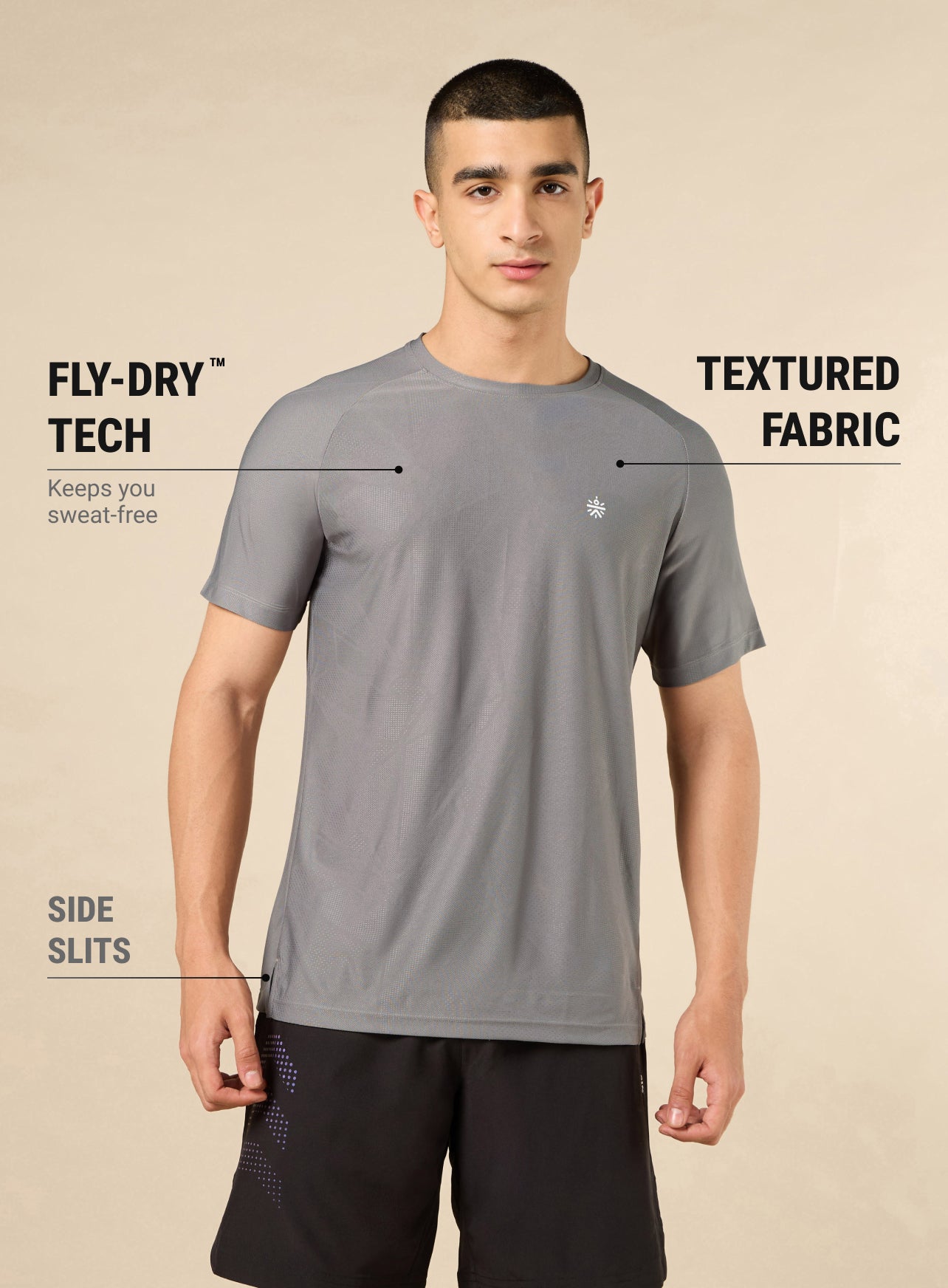Men's Grey All Sport Jacquard Knit Training T-shirt