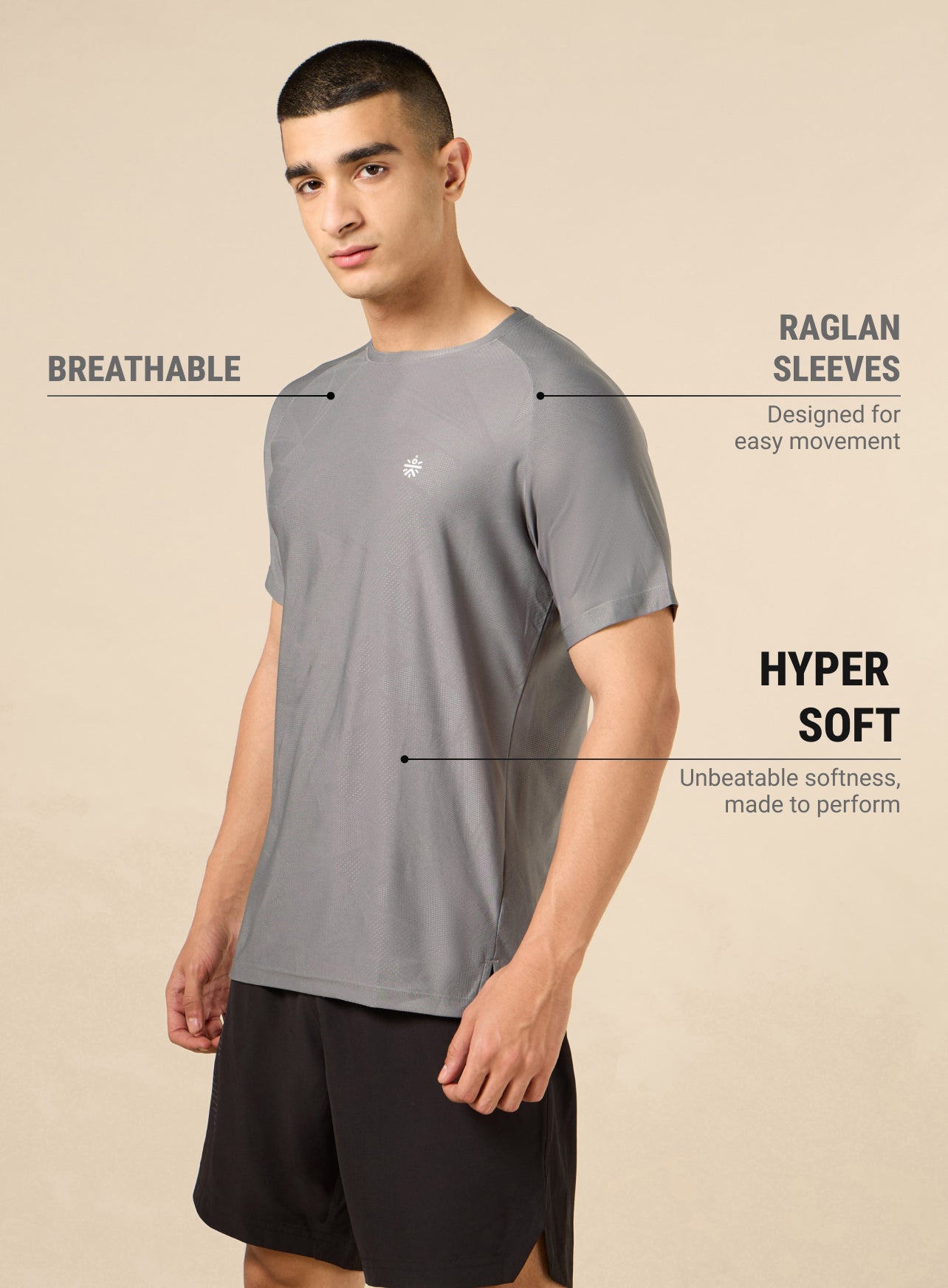 Men's Grey All Sport Jacquard Knit Training T-shirt