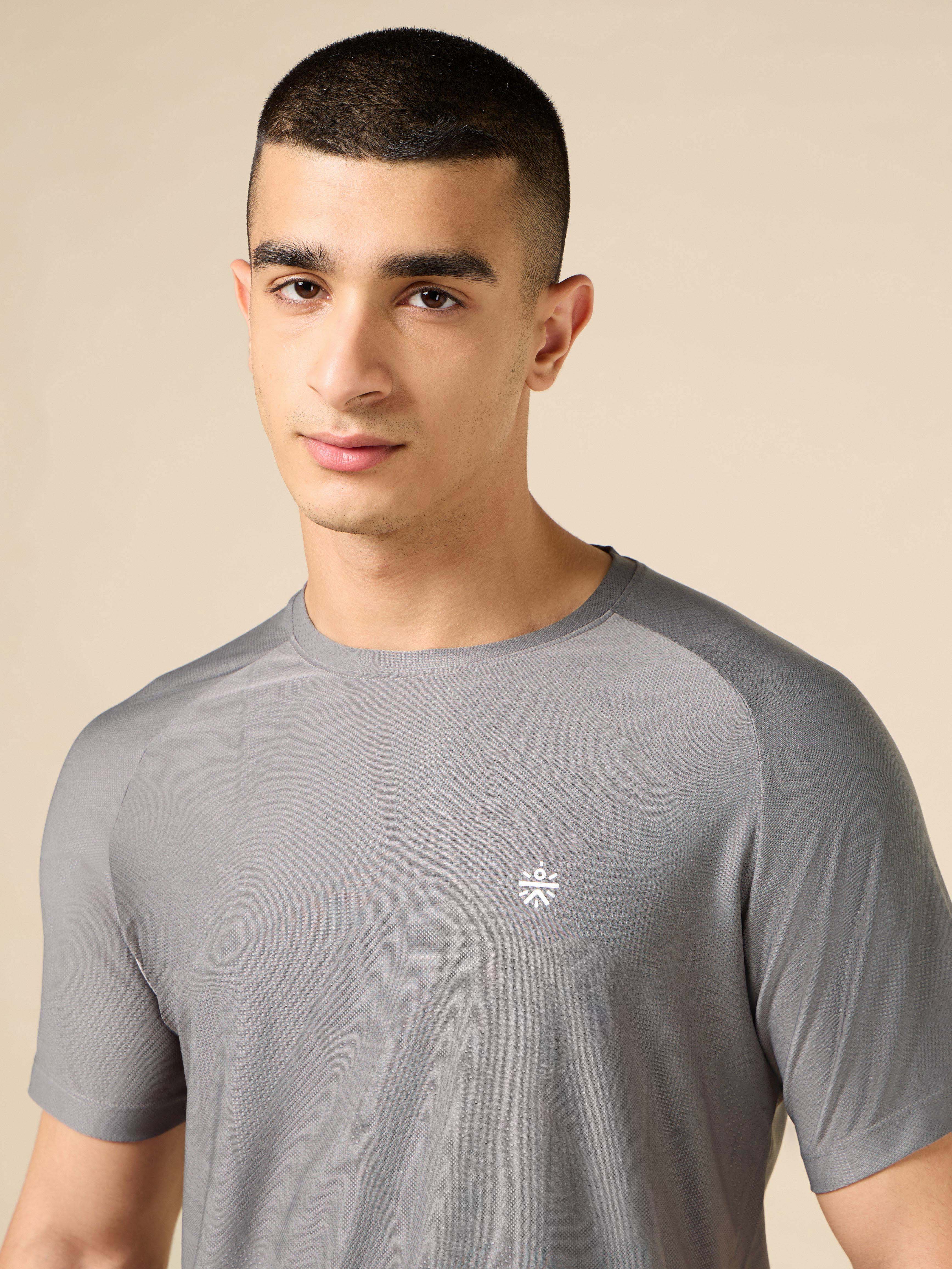 Men's Grey All Sport Jacquard Knit Training T-shirt