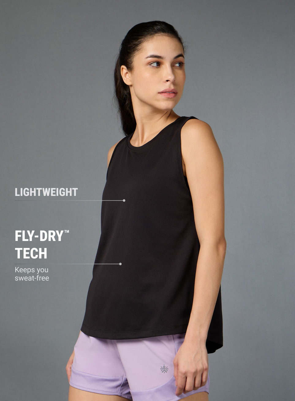 Women's All Day Active Black Tank