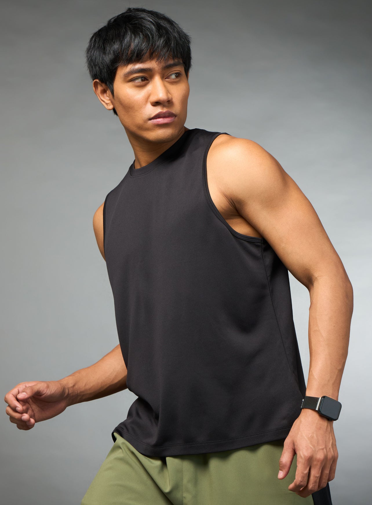 Men's Running Essential Black Tank