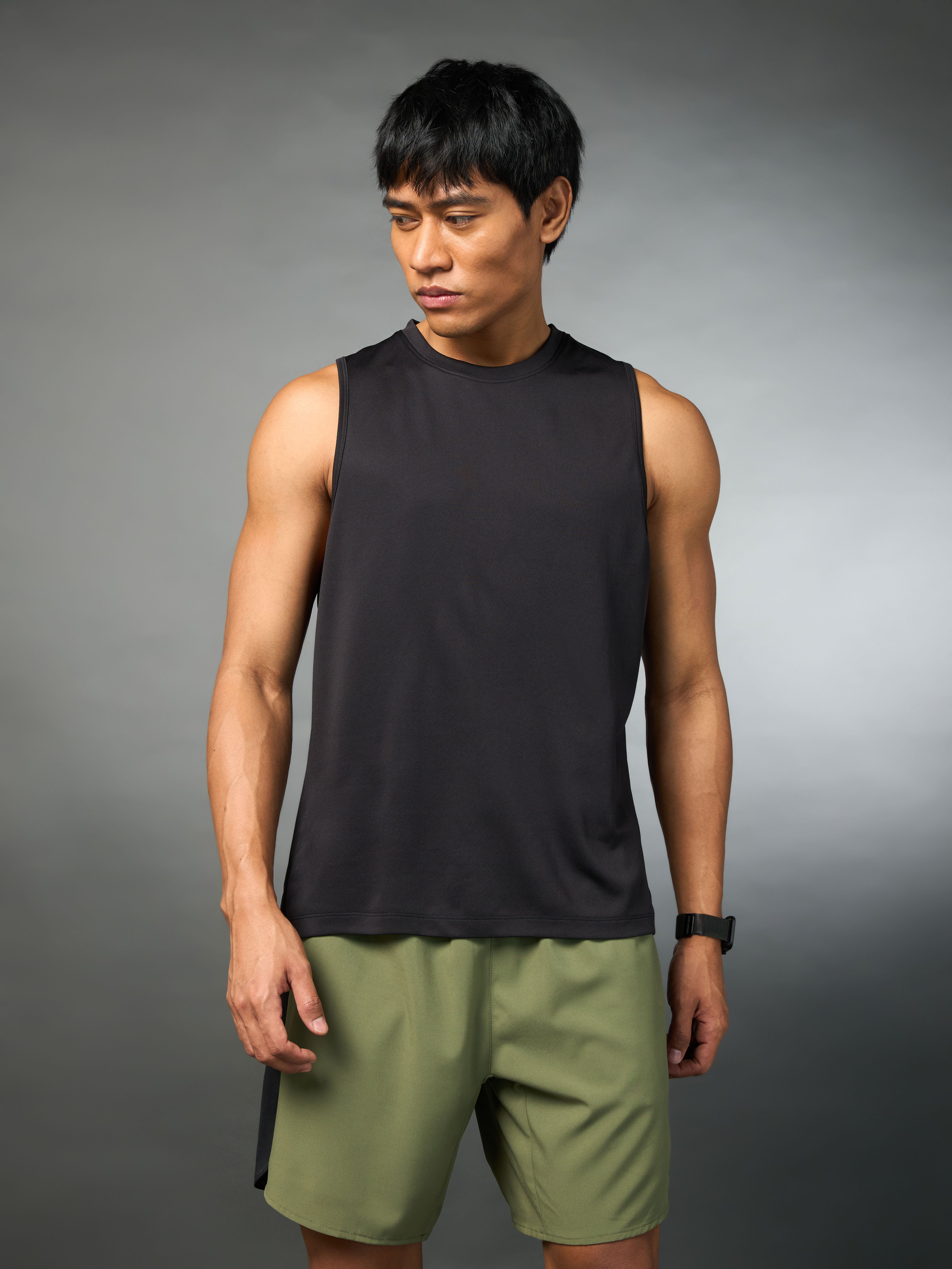 Men's Running Essential Black Tank