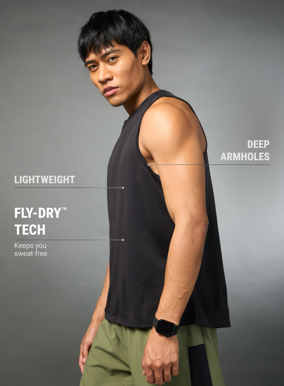 Men's Running Essential Black Tank