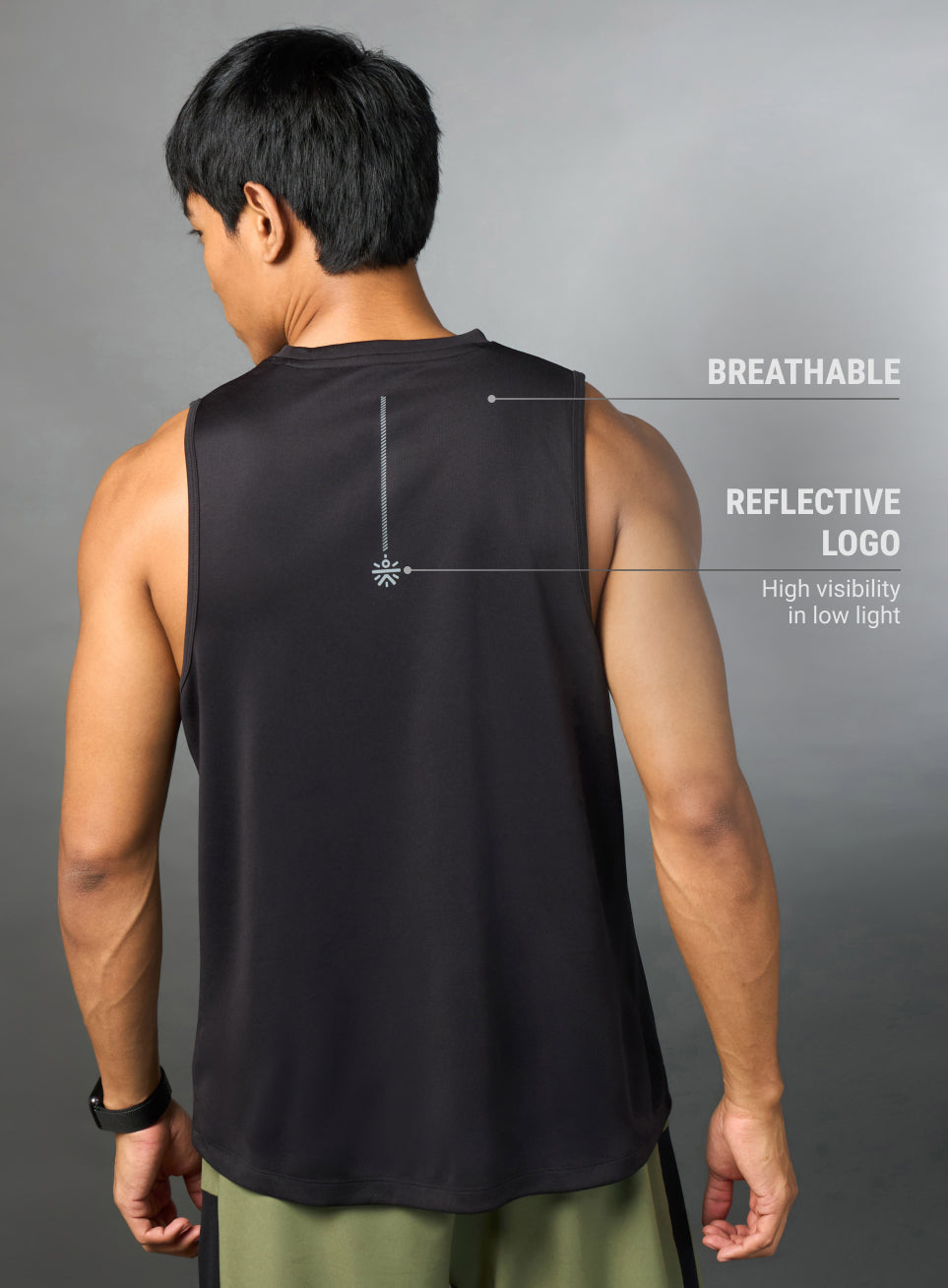 Men's Running Essential Black Tank