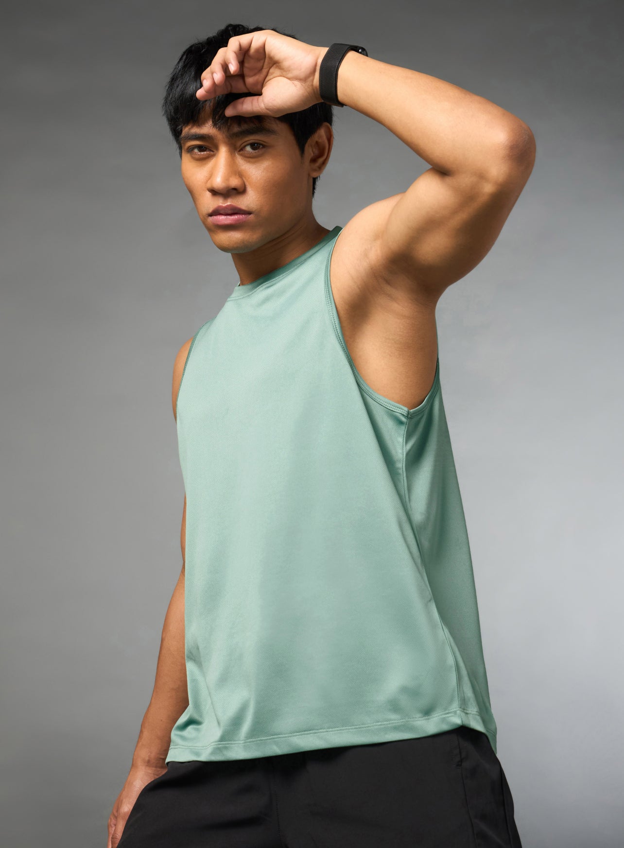 Men's Running Essential Green Tank