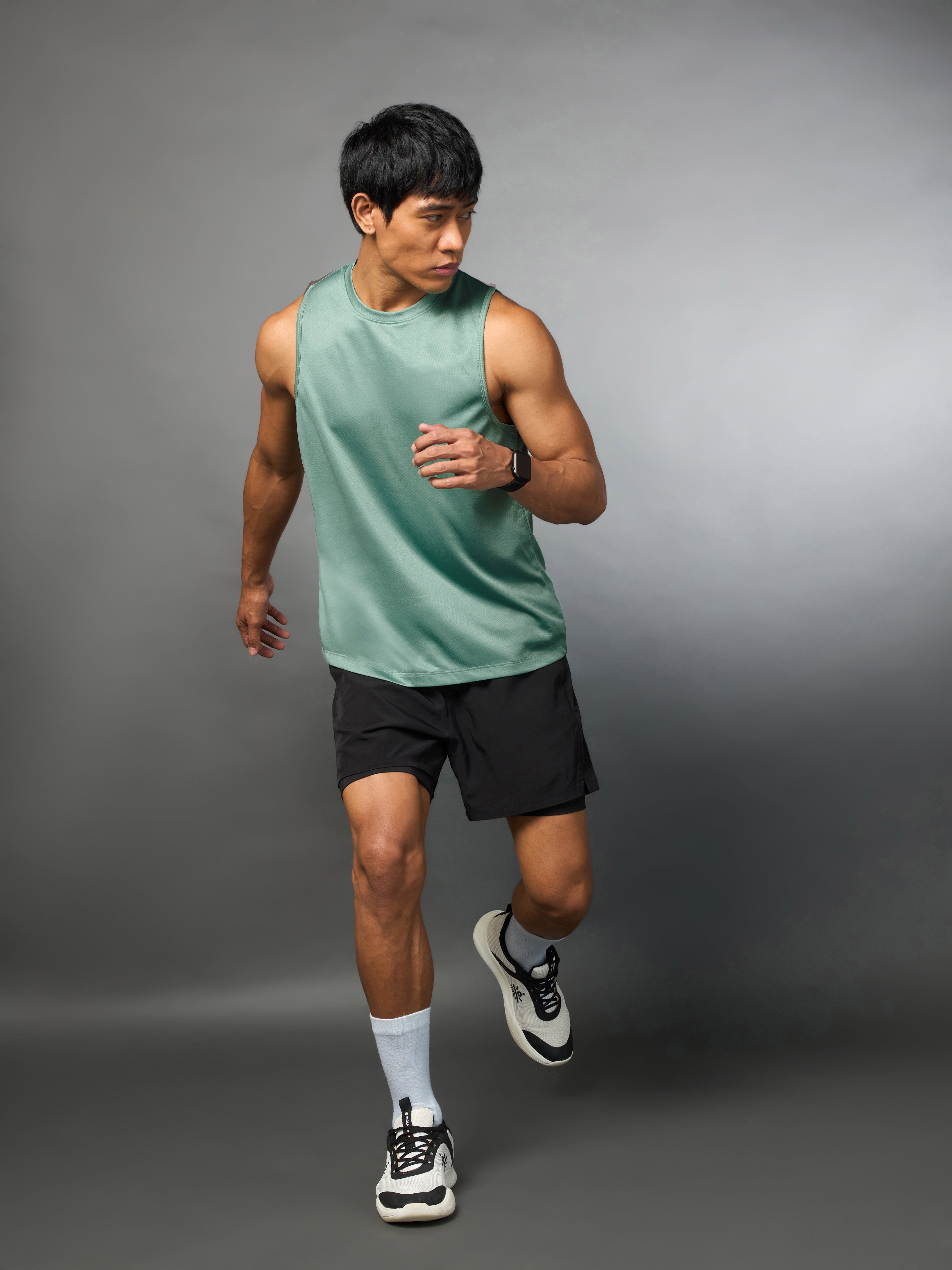 Men's Running Essential Green Tank