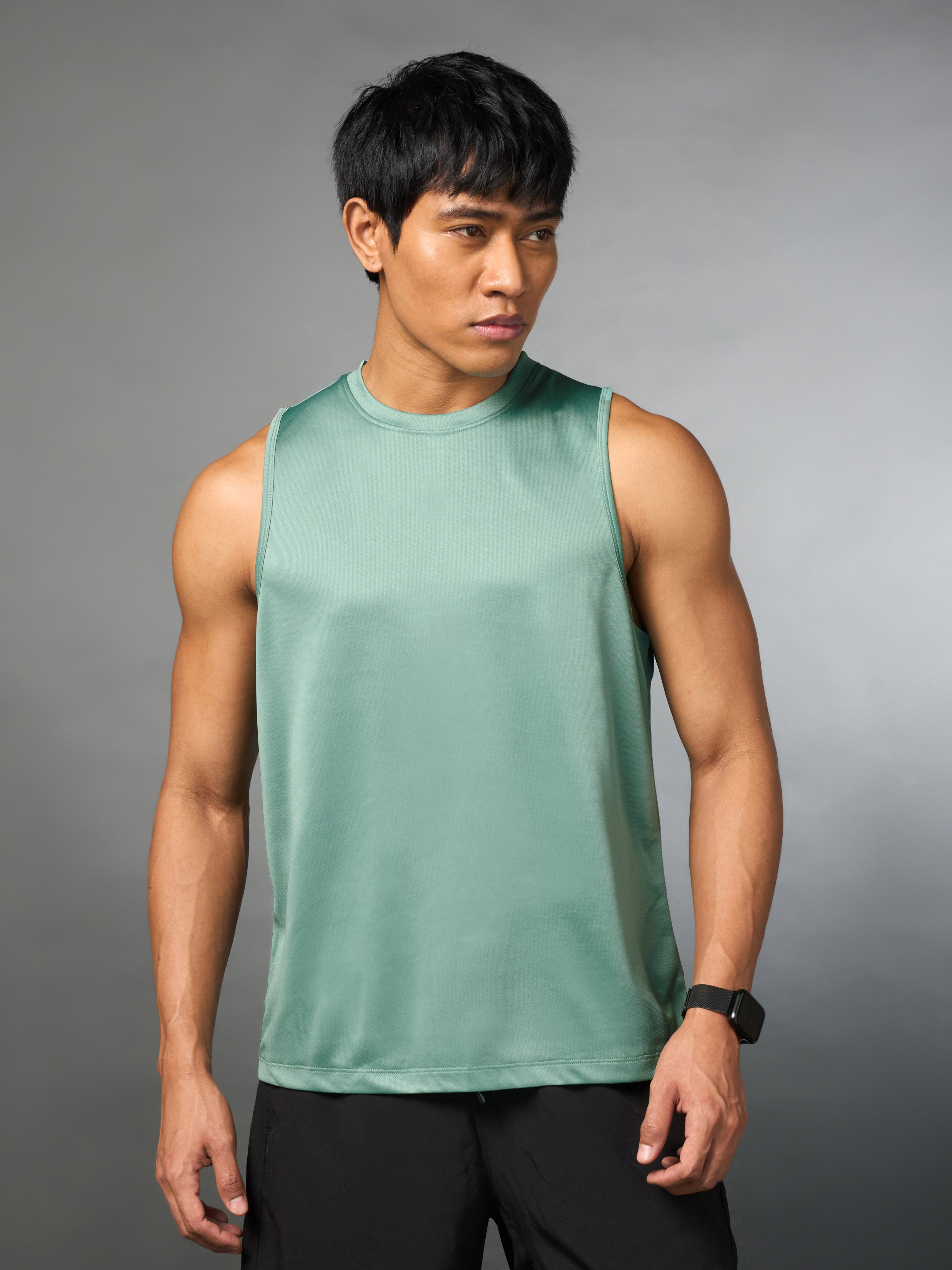 Men's Running Essential Green Tank