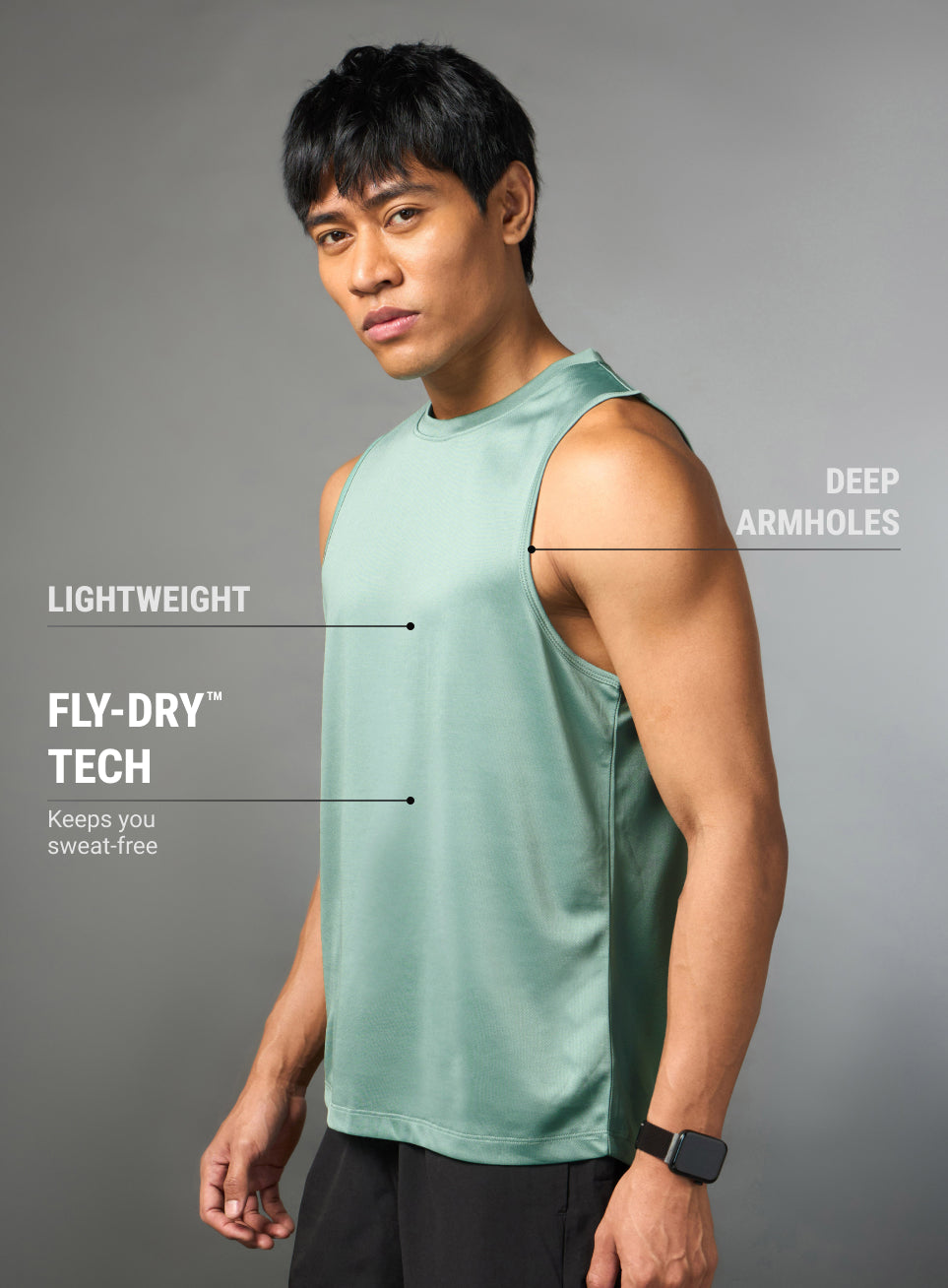 Men's Running Essential Green Tank