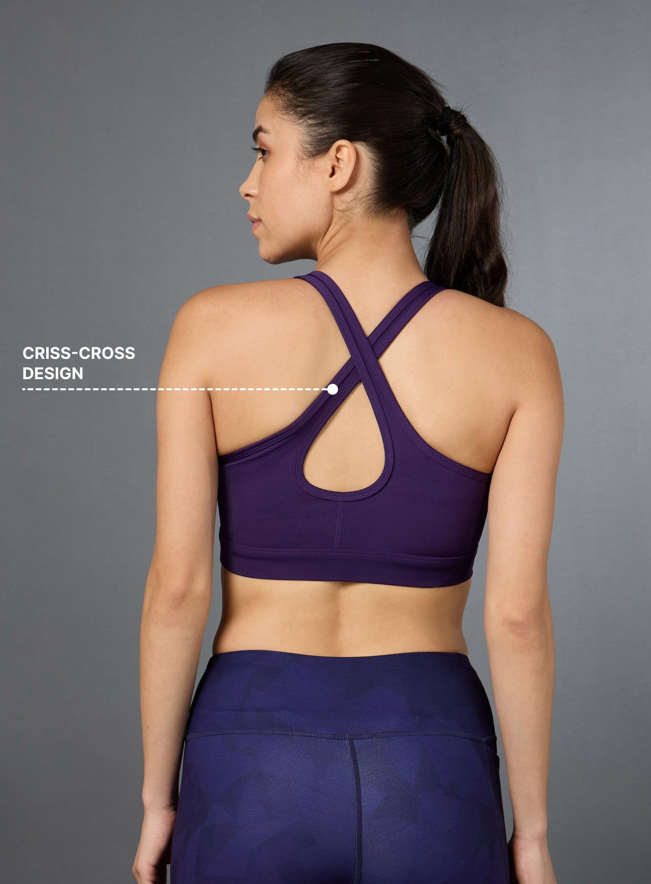 Women's Cross Back Purple Performance Bra