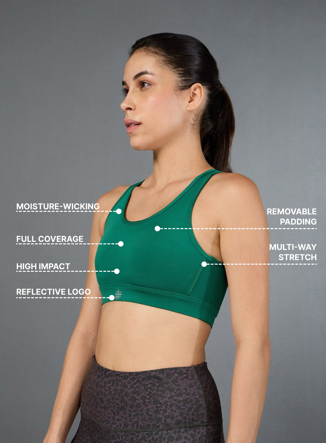 Women's Cross Back Green Performance Bra