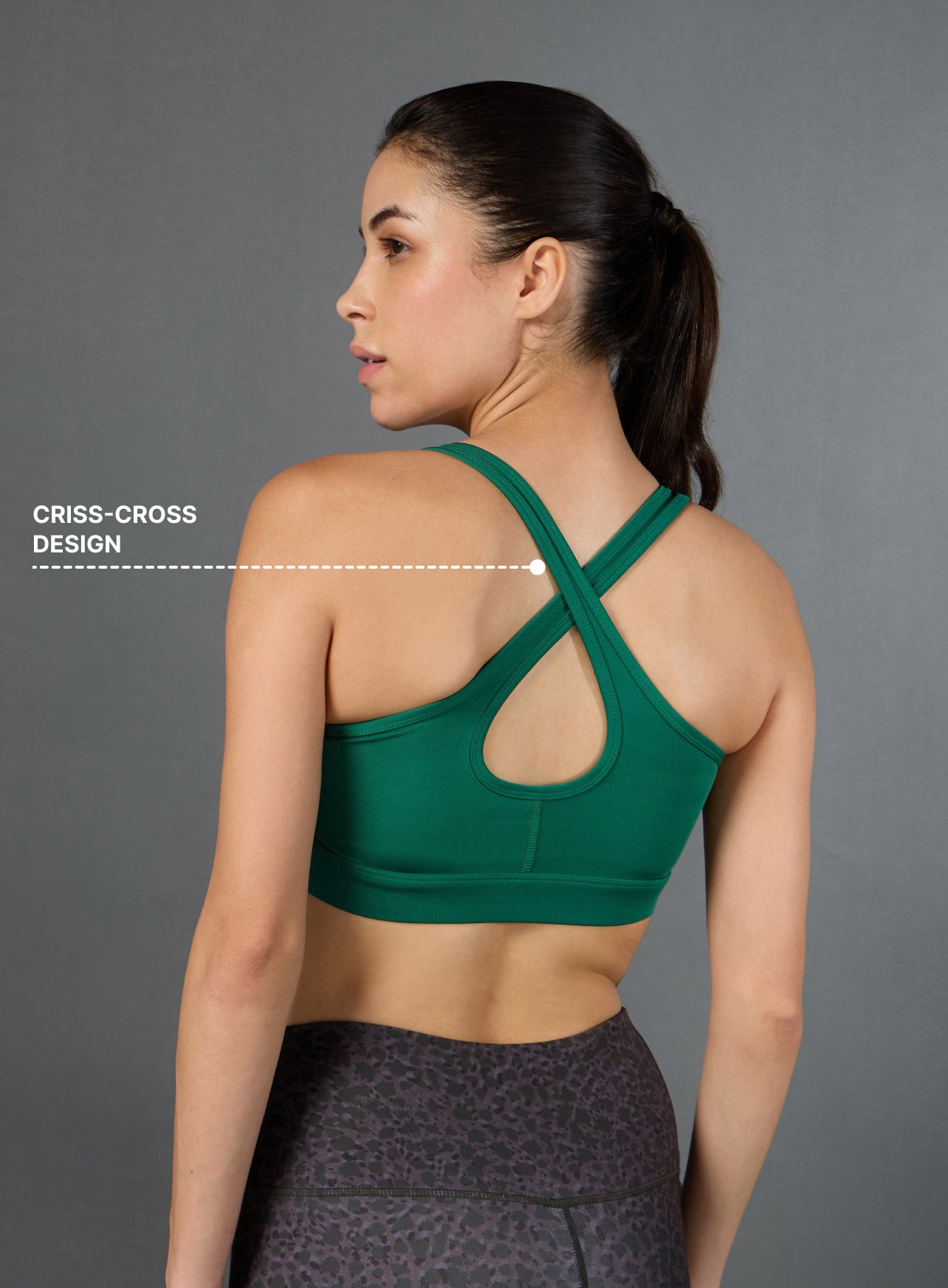 Women's Cross Back Green Performance Bra