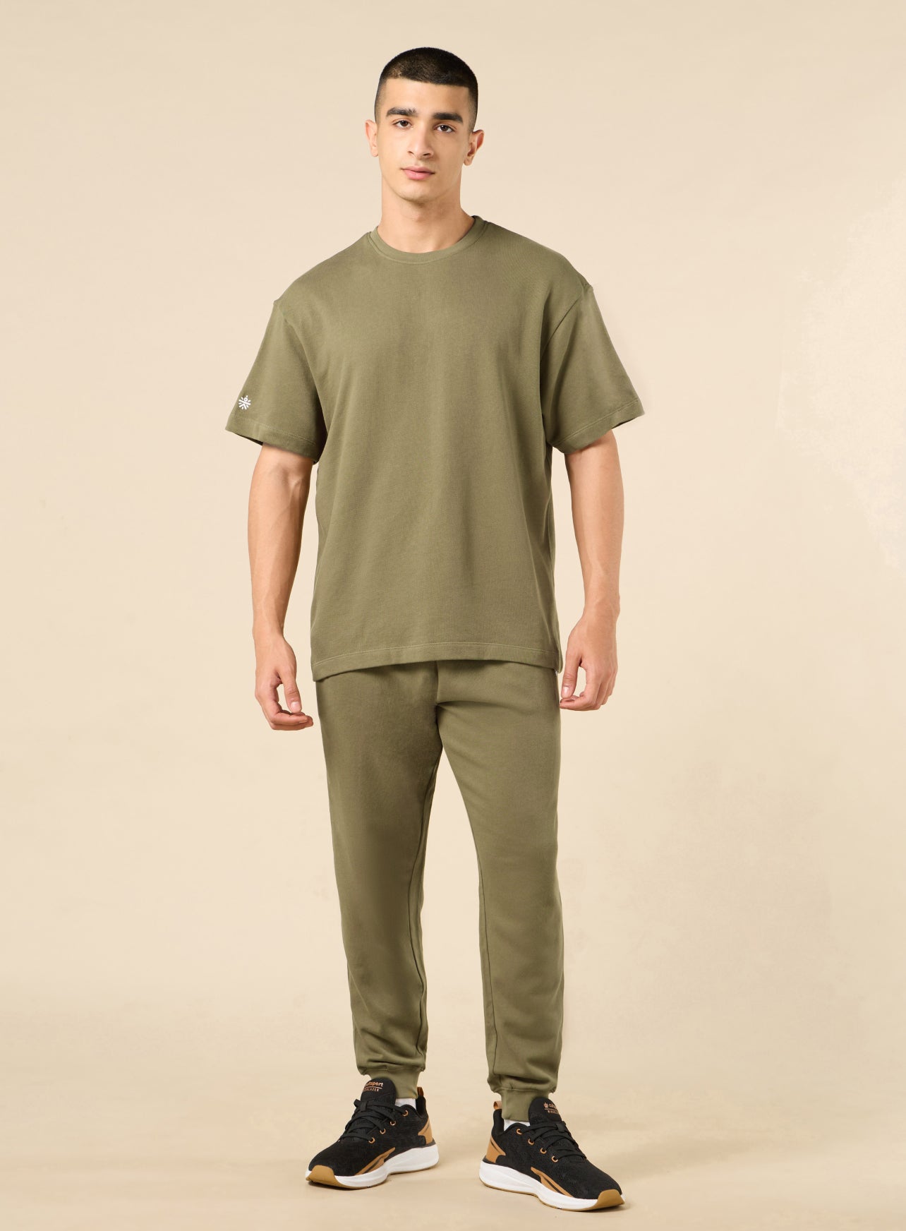 Men's Lifestyle Cotton Olive Co-ord Set