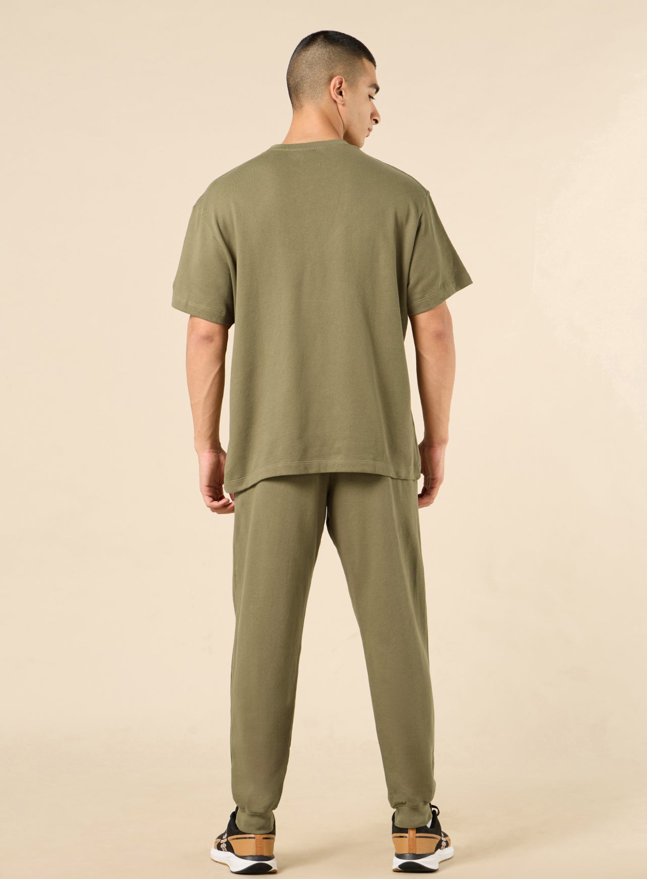 Men's Lifestyle Cotton Olive Co-ord Set