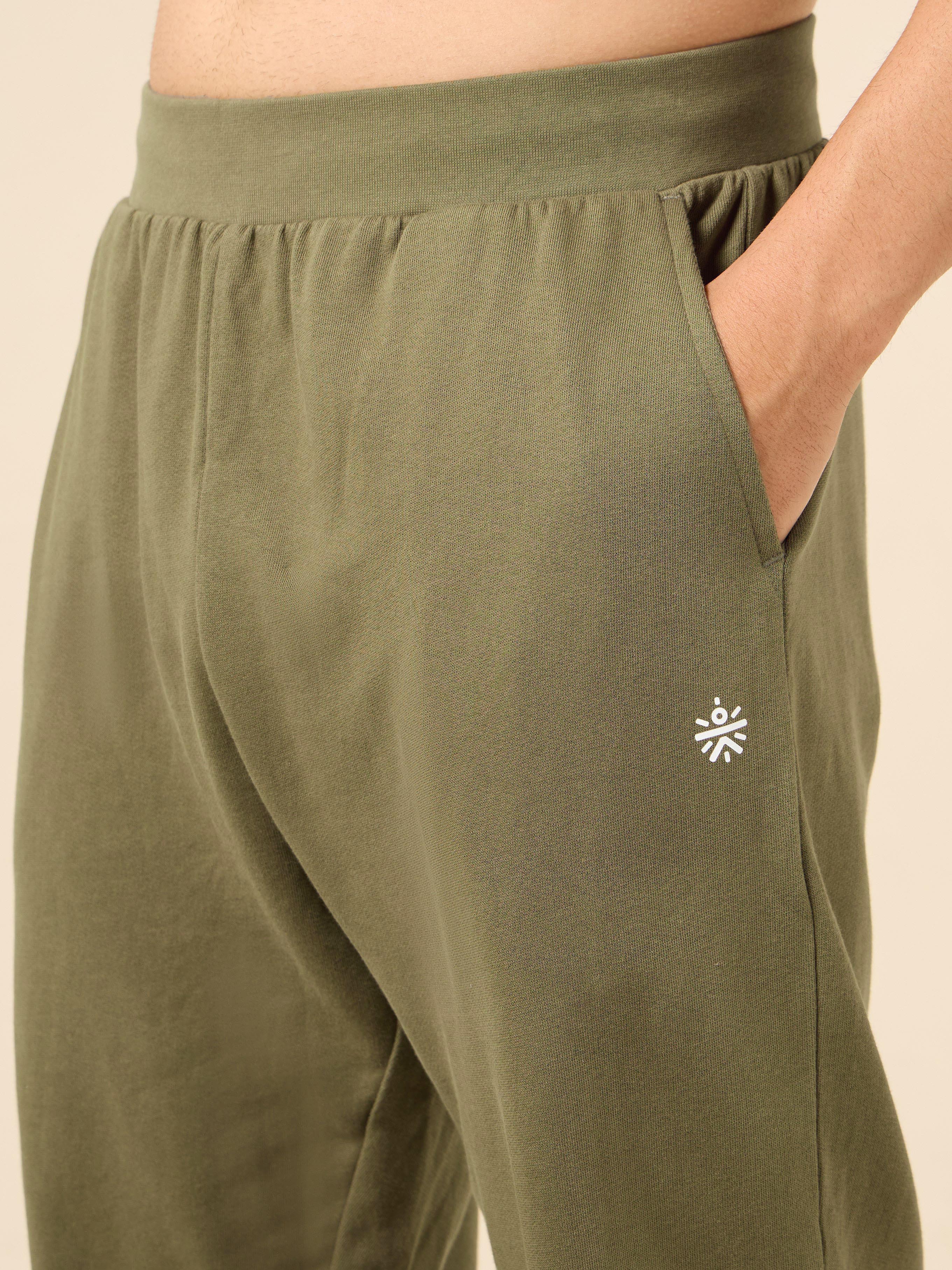 Men's Lifestyle Cotton Olive Co-ord Set