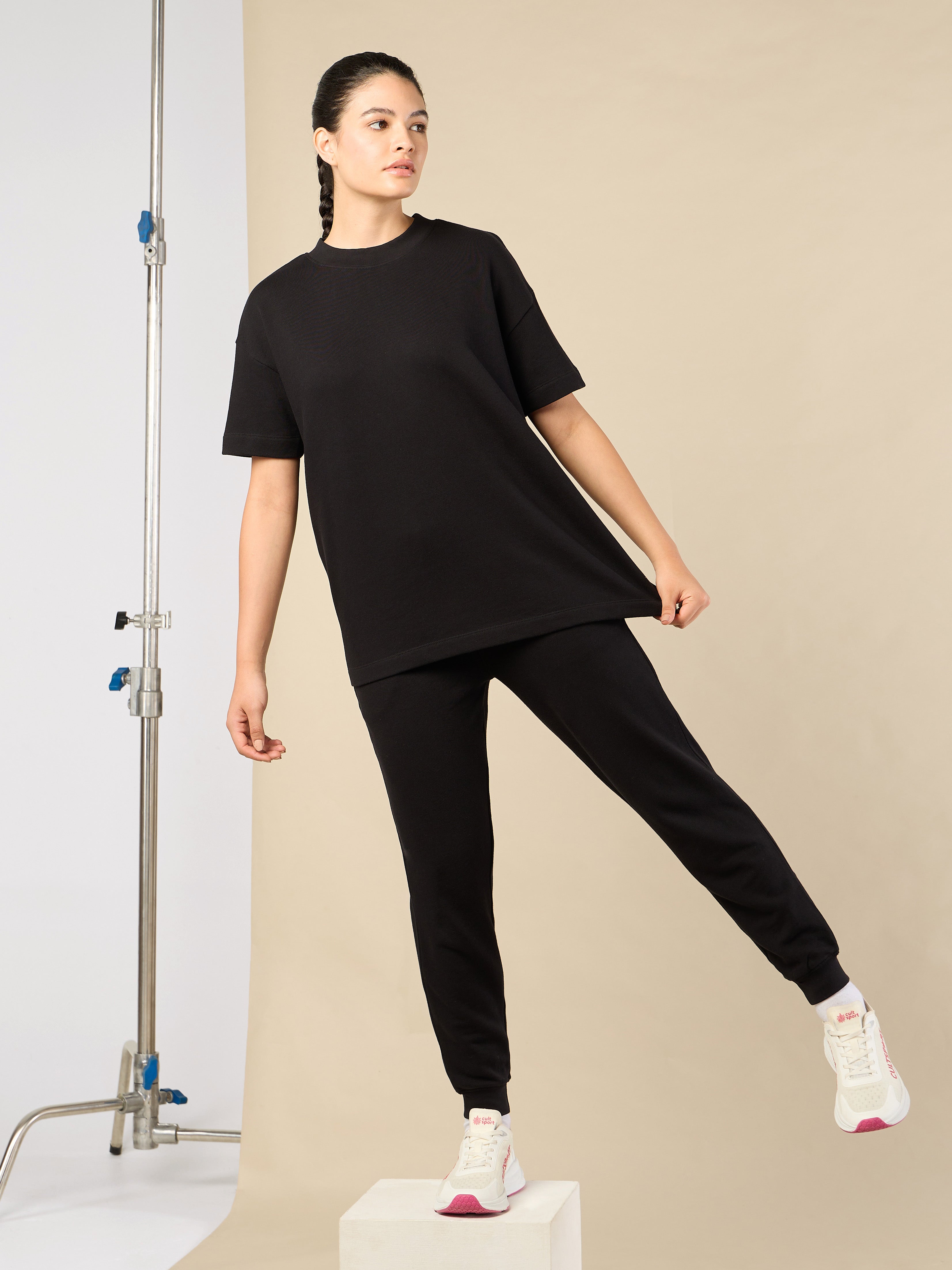 Women's Lifestyle Cotton Black Co-ord Set