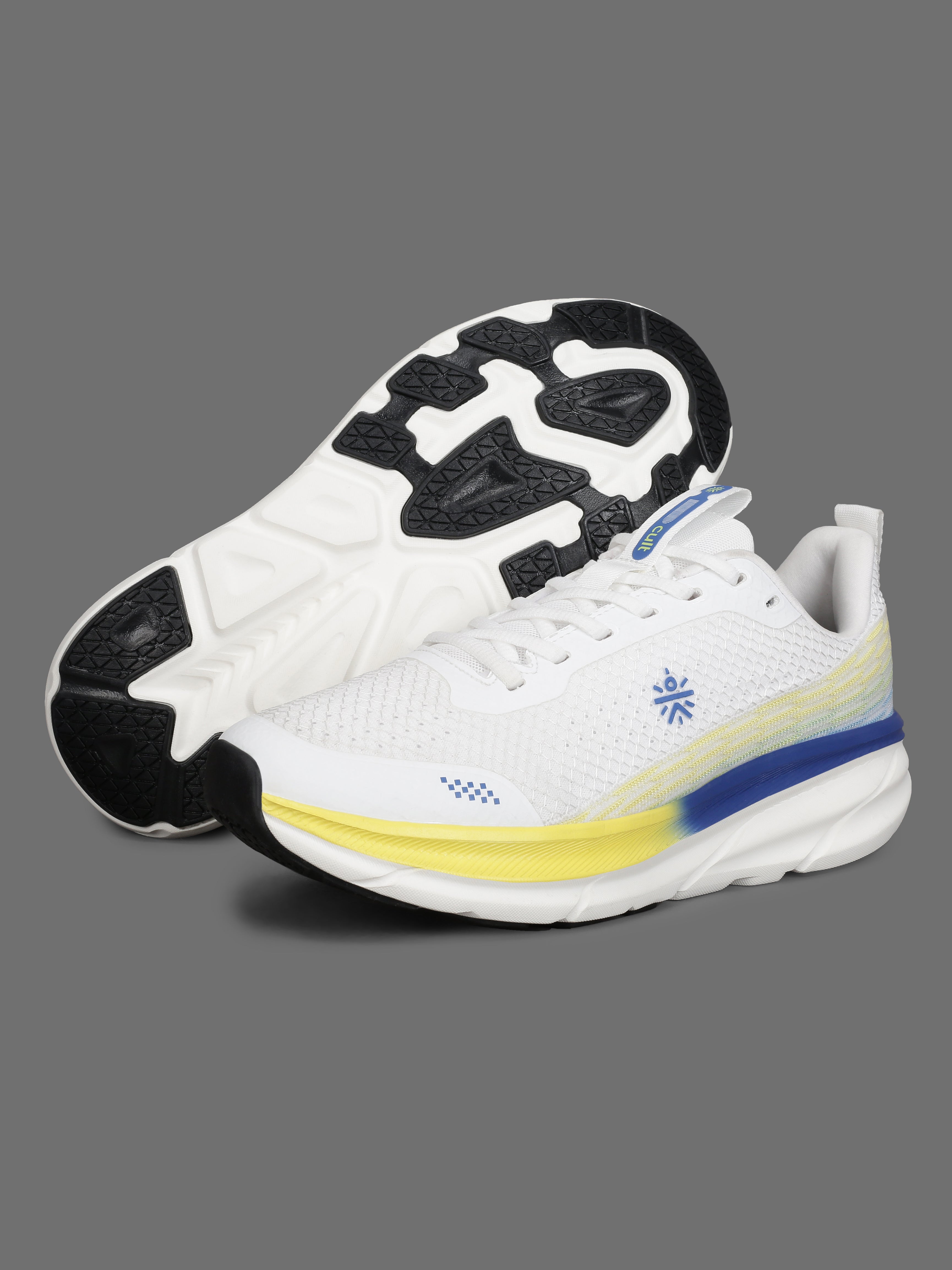 cult Men's Strion Running Shoes - White/Lime Yellow