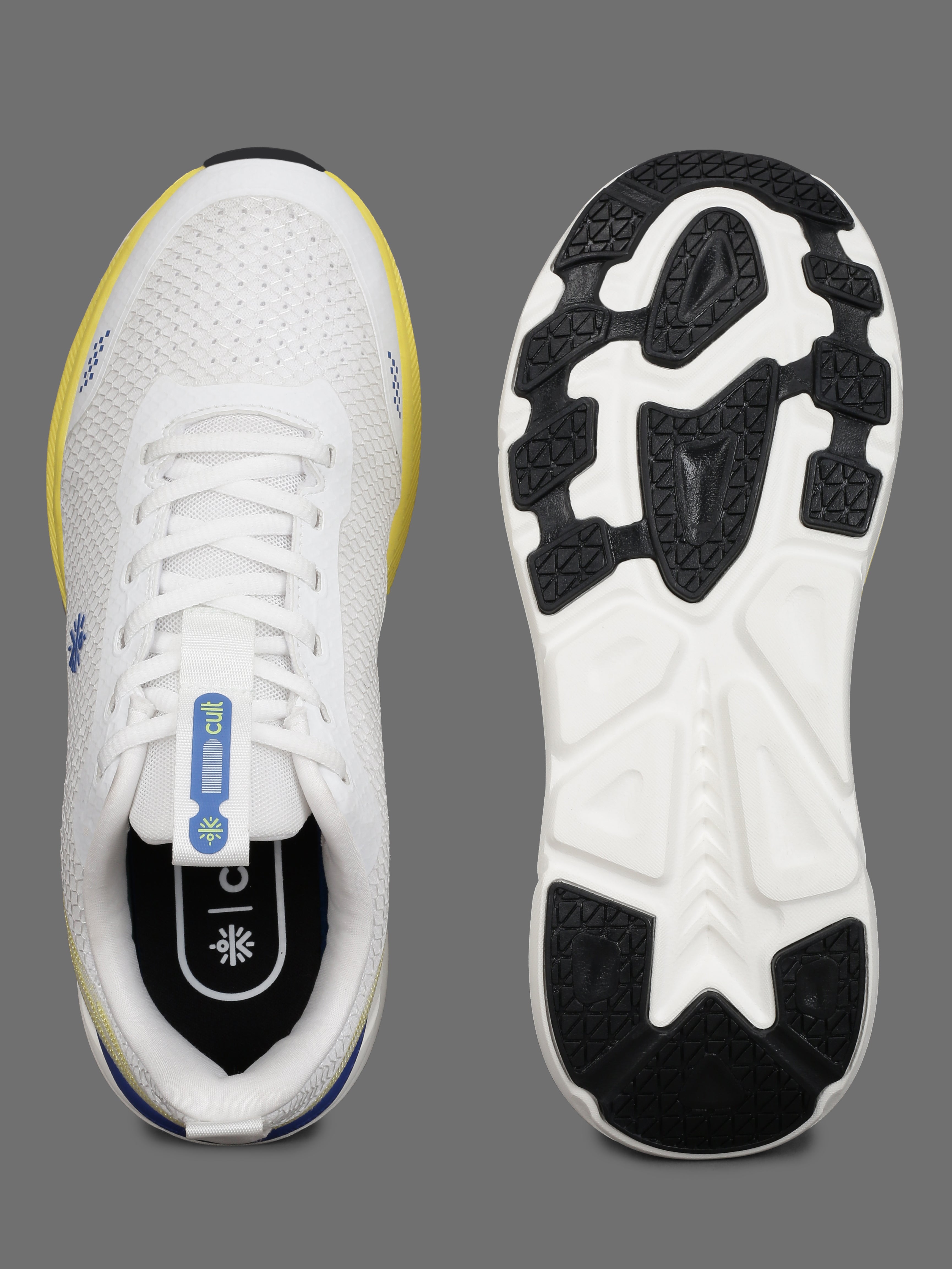 cult Men's Strion Running Shoes - White/Lime Yellow