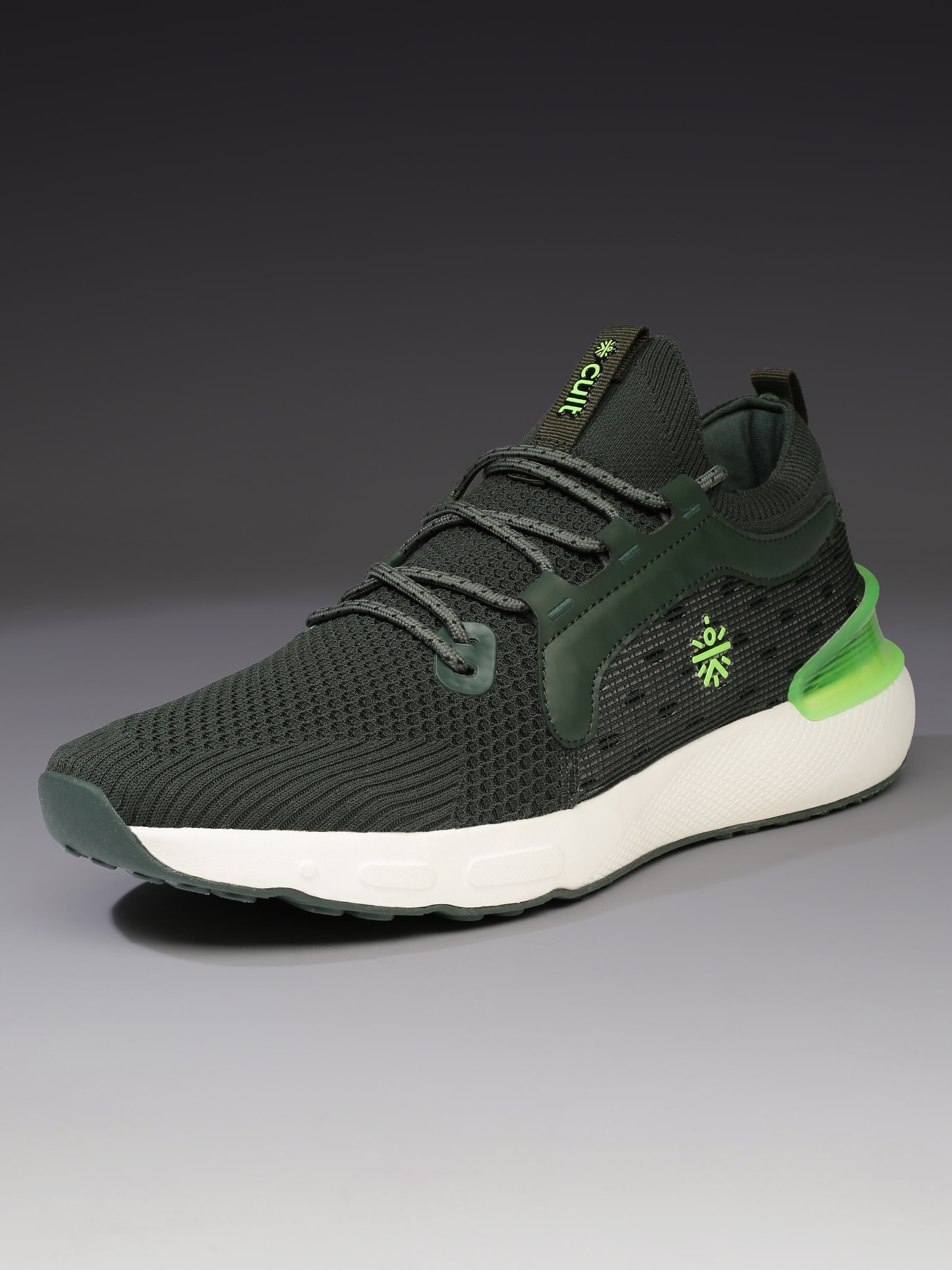 cult Men's Motive Running Shoes - Bottle Green/Neon Green