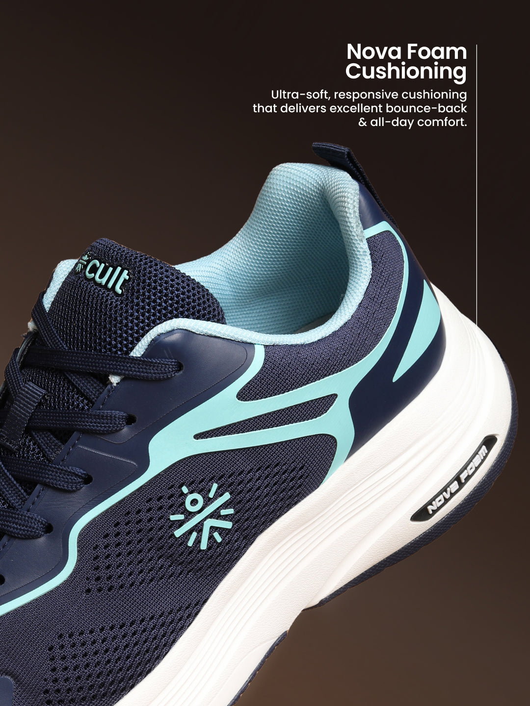 cult Men's Zyon Running Shoes with Durable Rubber Outsole & Cushioning for Runs up to 20 km - Teal/Mint