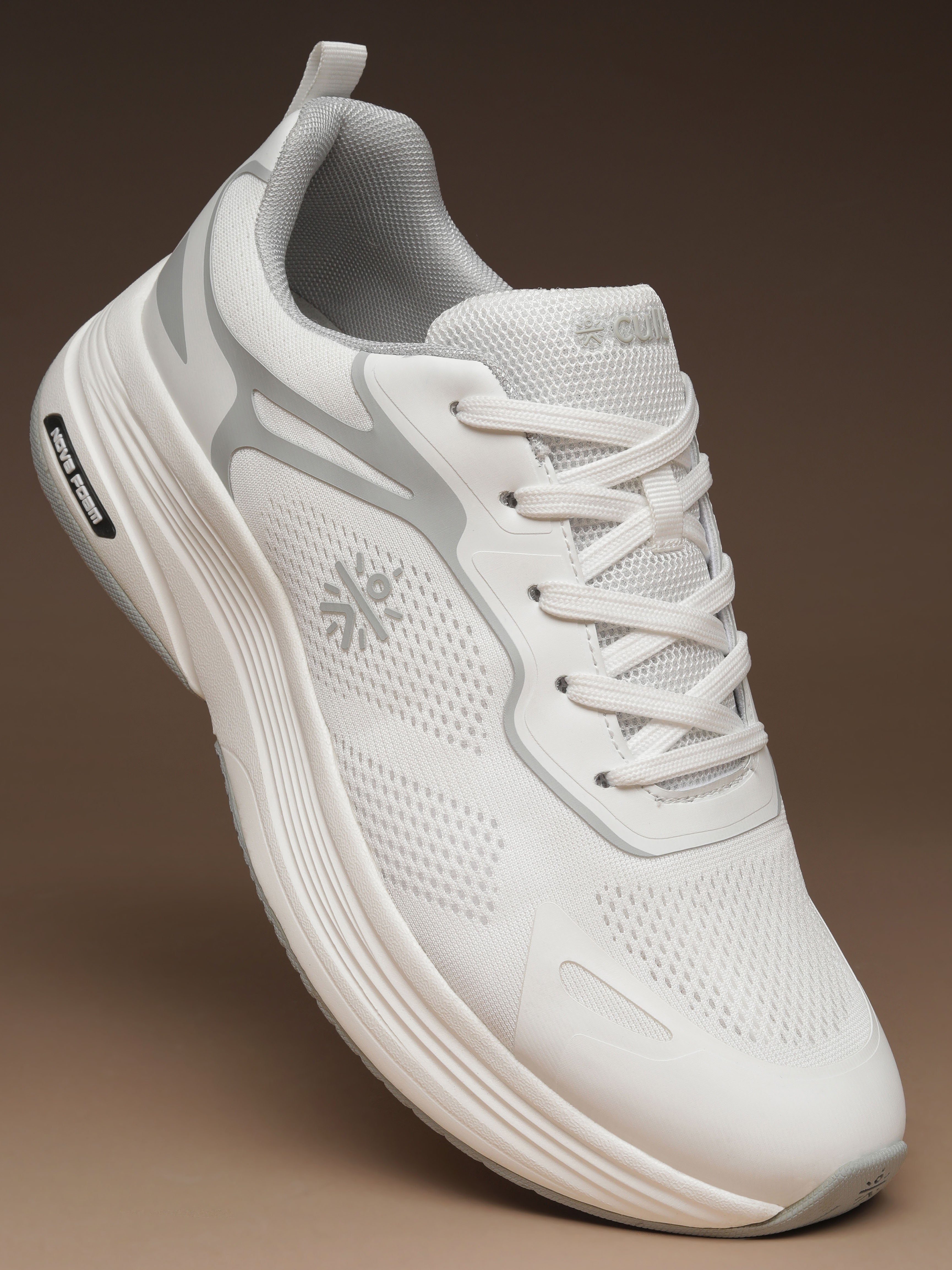 cult Men's Zyon Running Shoes with Durable Rubber Outsole & Cushioning for Runs up to 20 km - White/L.Grey