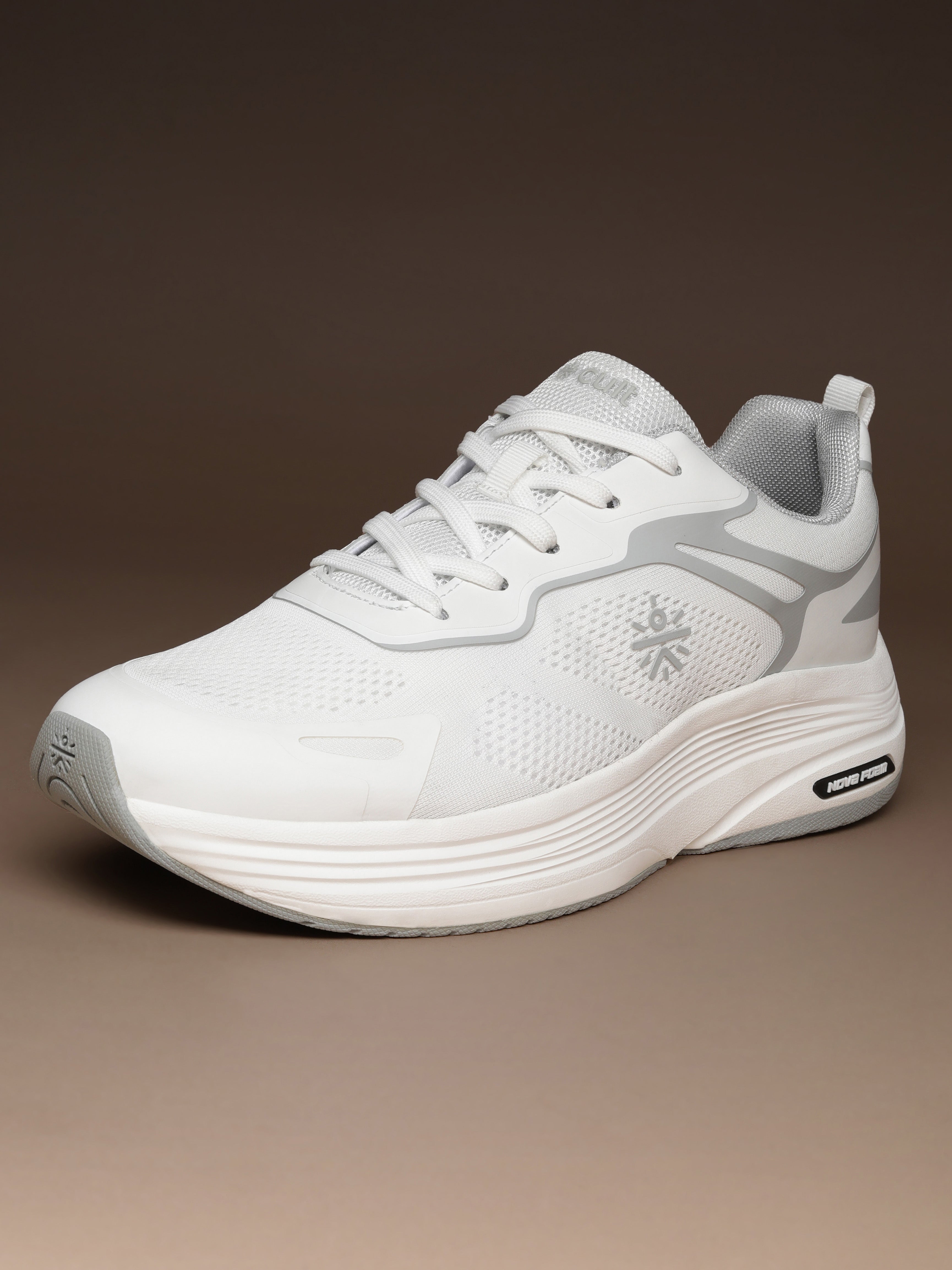 cult Men's Zyon Running Shoes with Durable Rubber Outsole & Cushioning for Runs up to 20 km - White/L.Grey