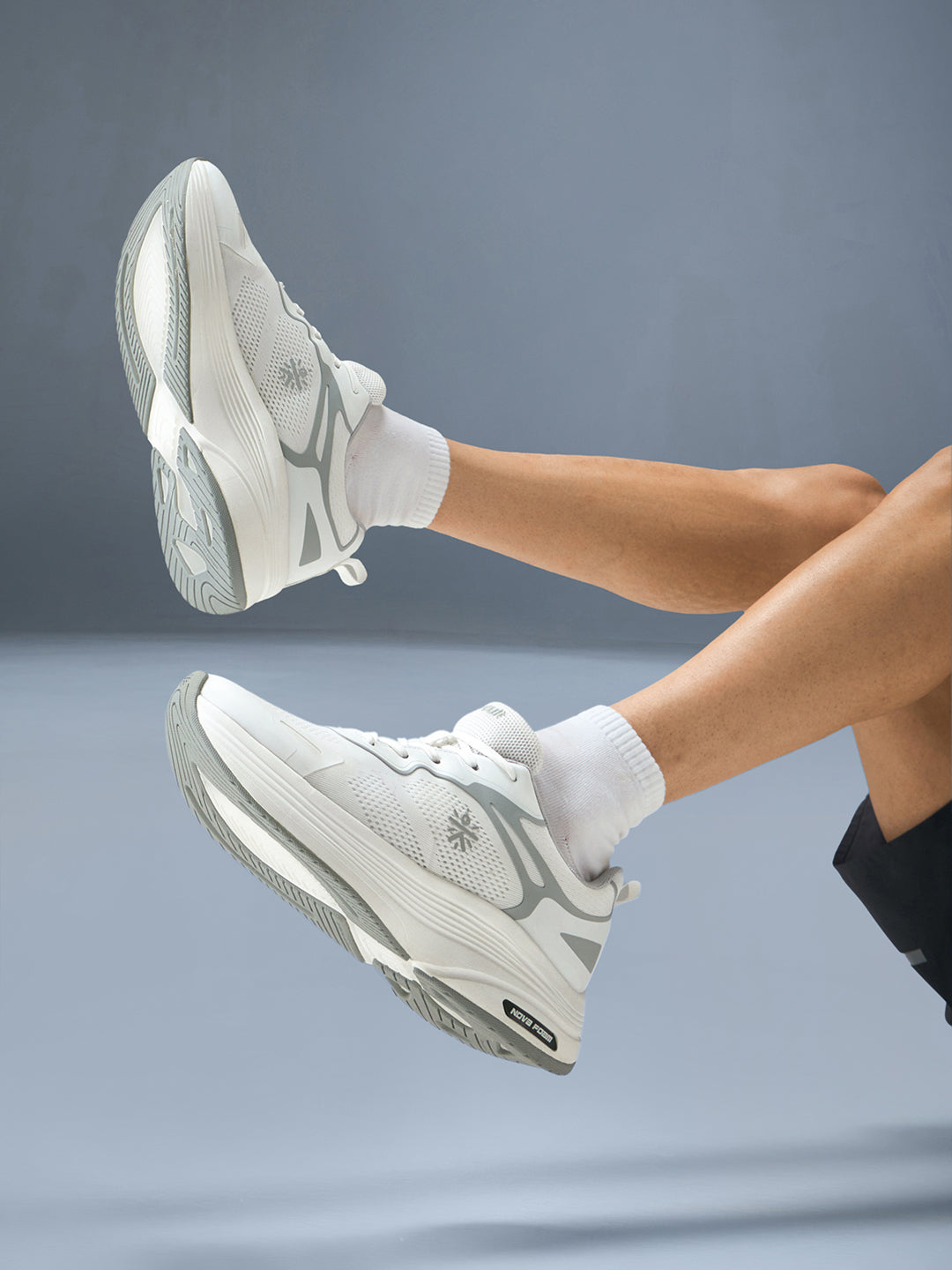 cult Men's Zyon Running Shoes with Durable Rubber Outsole & Cushioning for Runs up to 20 km - White/L.Grey