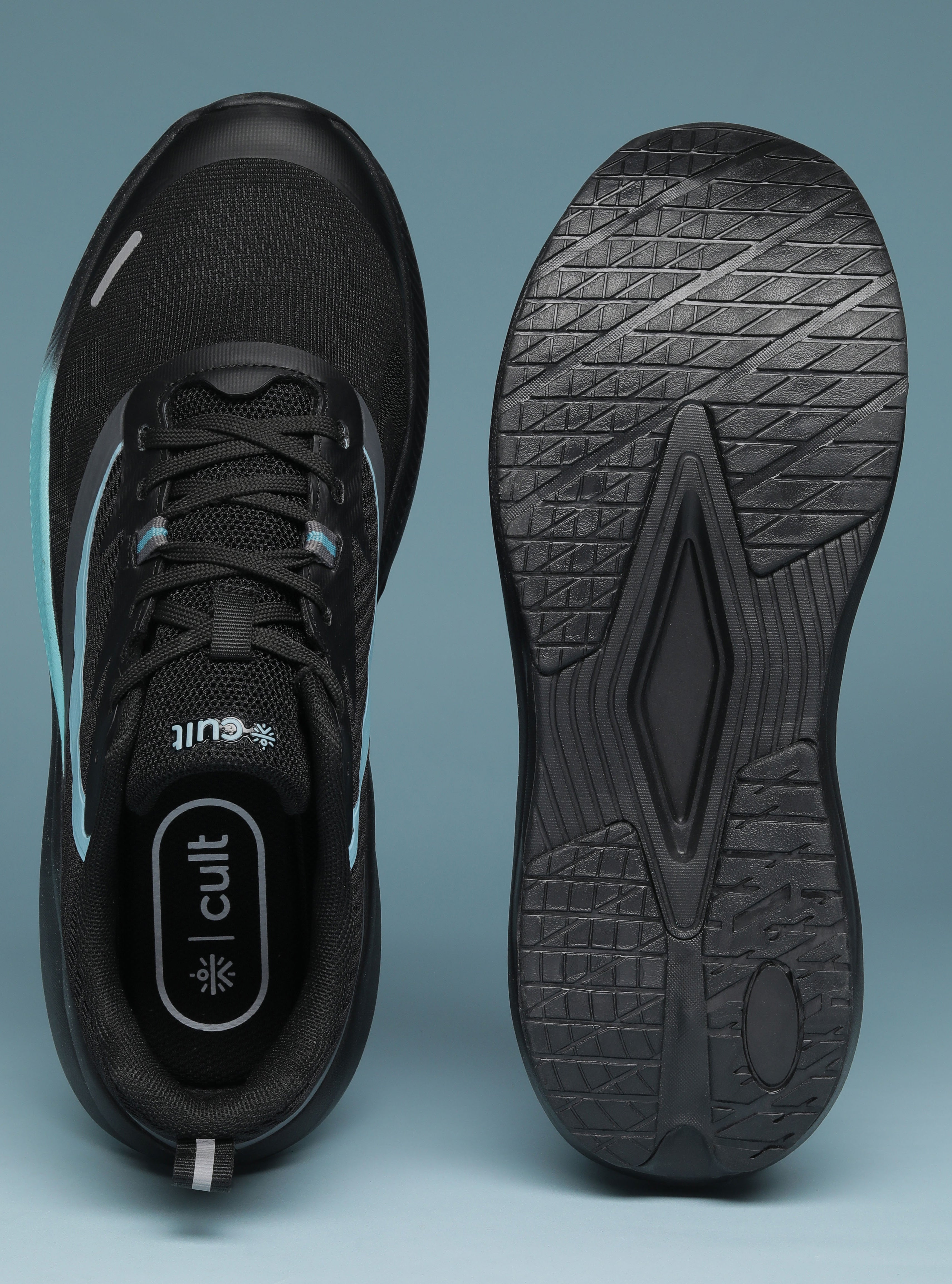 cult Men's Envo Running Shoes - Black/Aqua