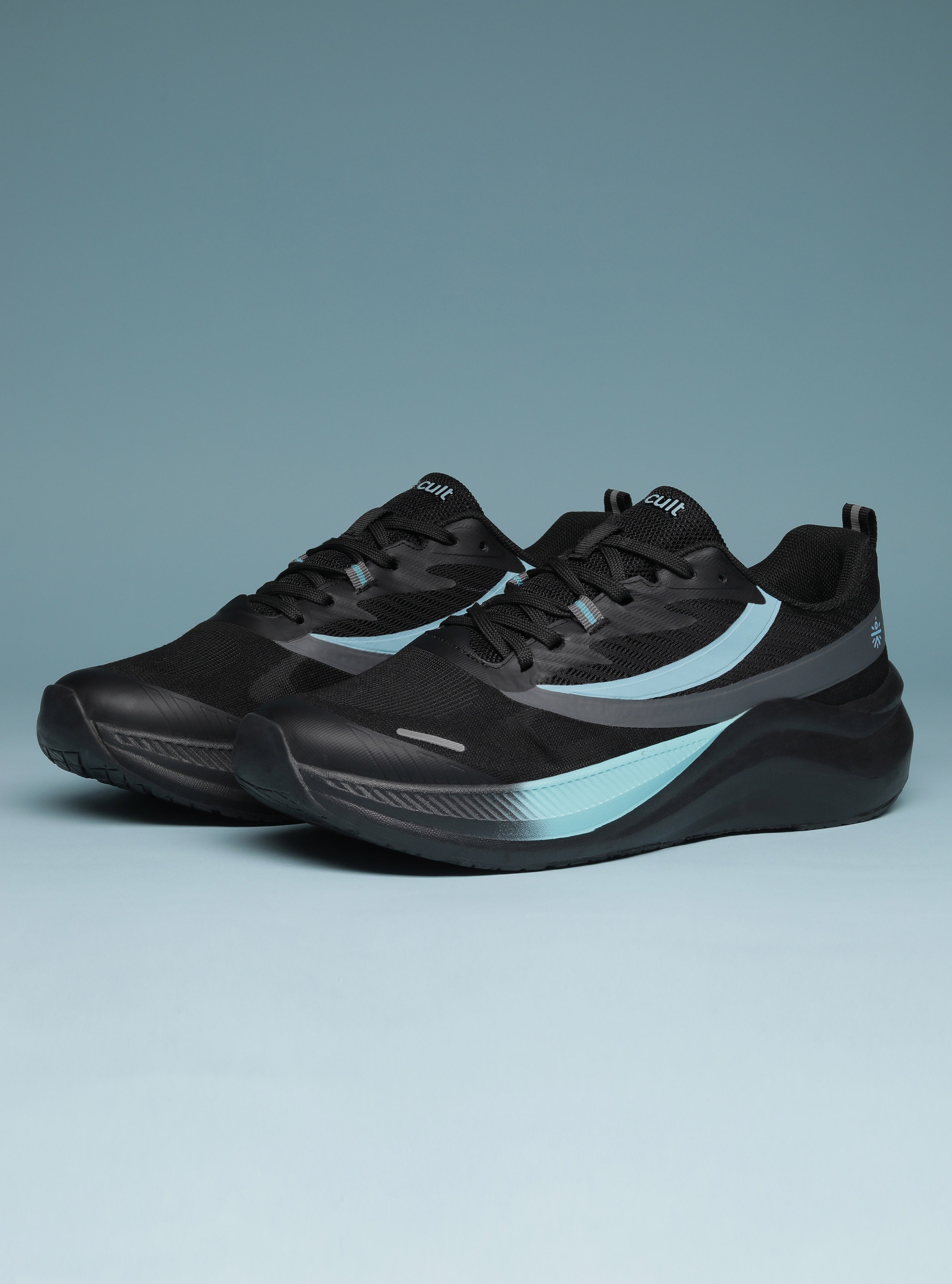 cult Men's Envo Running Shoes - Black/Aqua