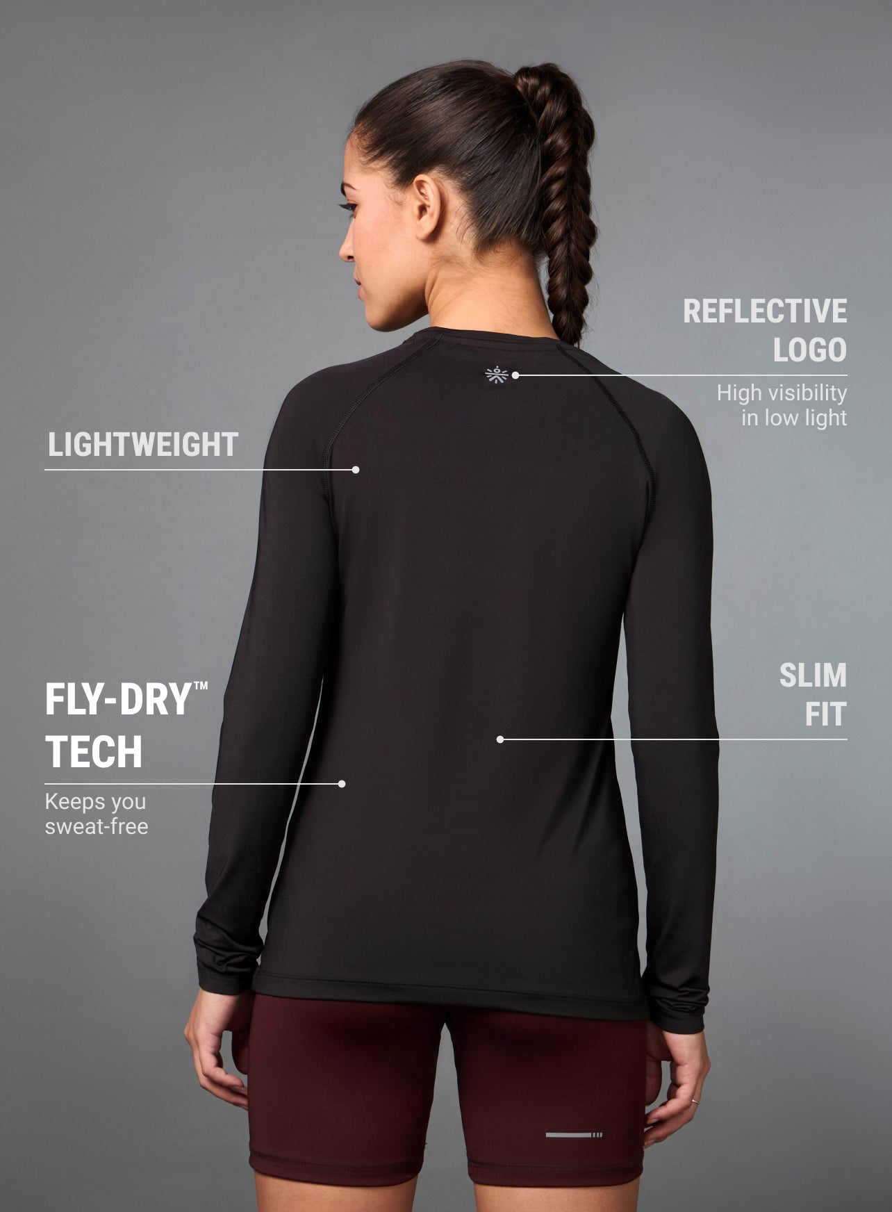 Women's Base Layer Black Compression Running Top