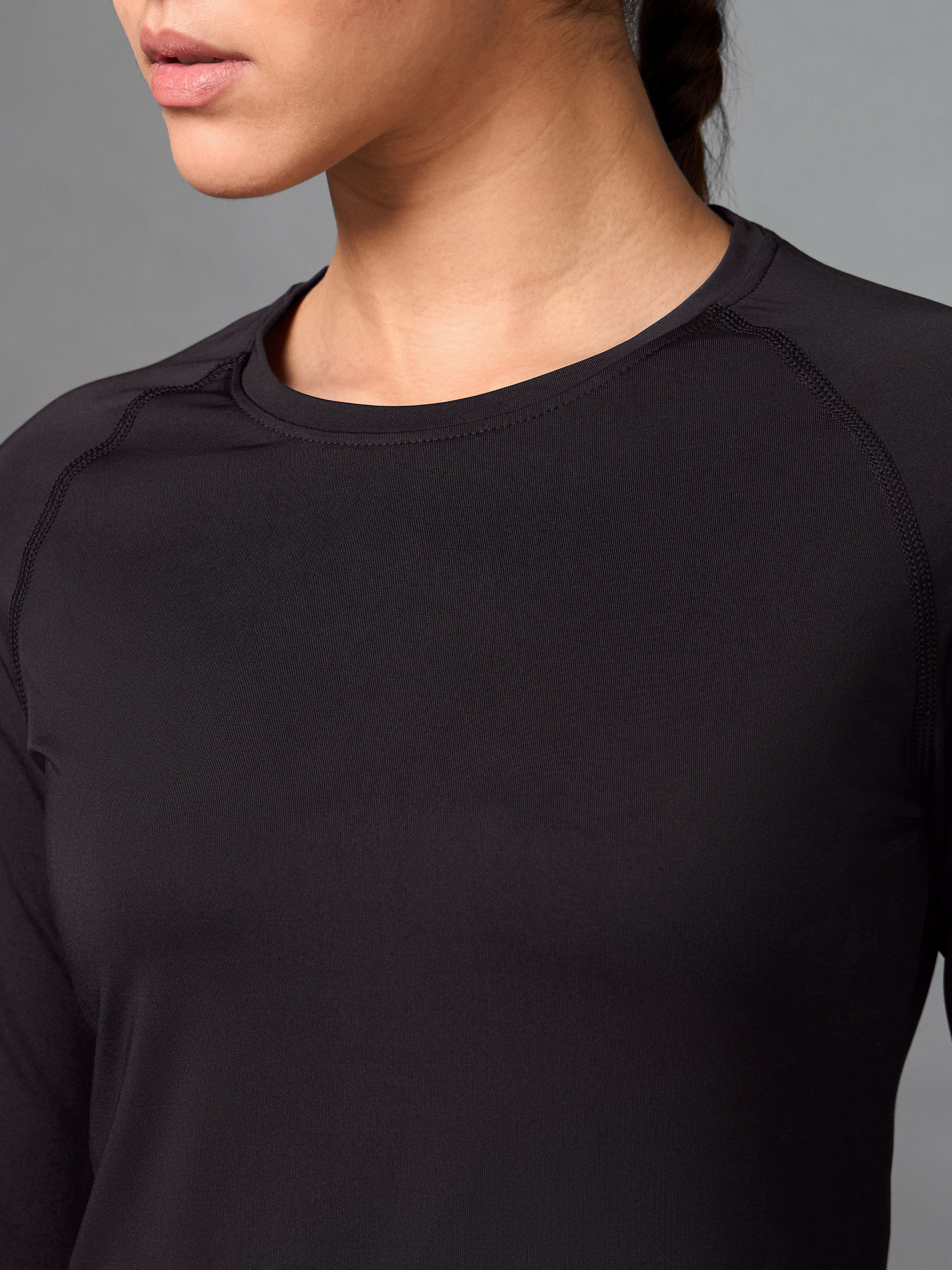 Women's Base Layer Black Compression Running Top